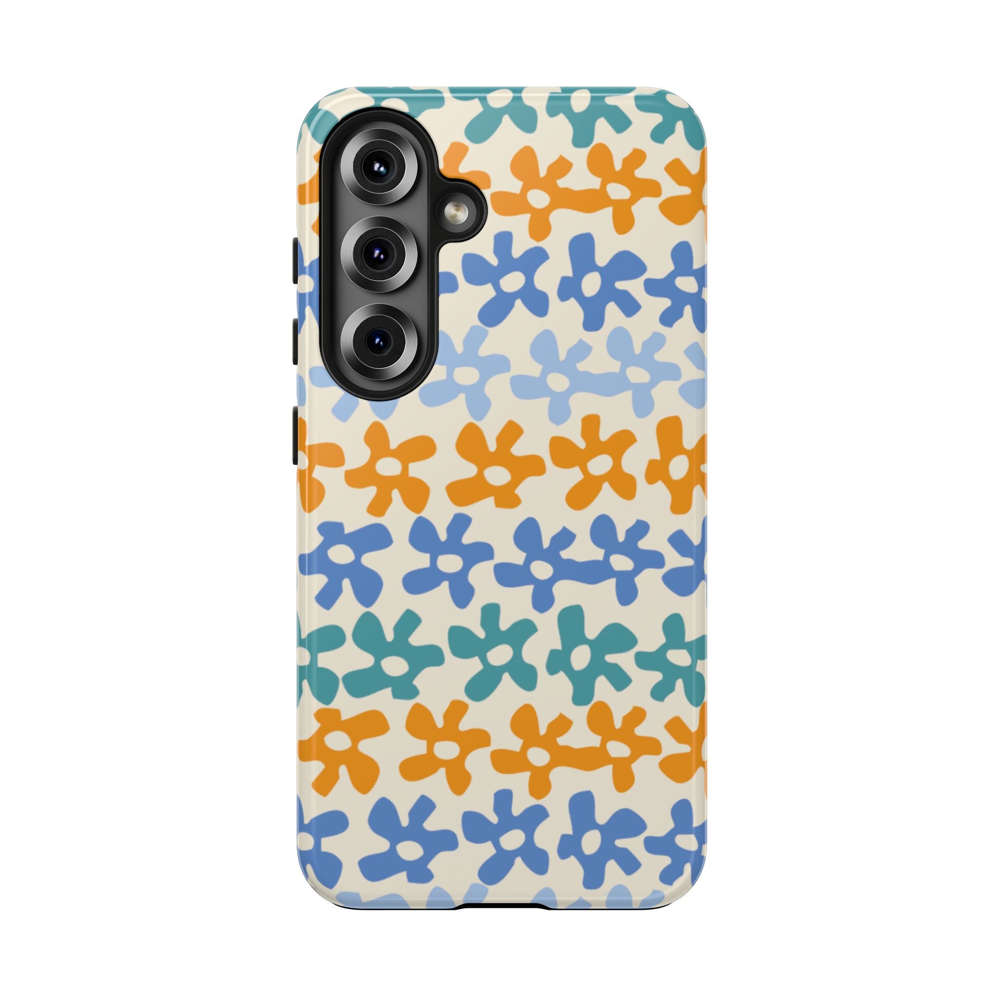 Floral Stripe Tough Phone Case — Colorful Retro Doodle Protection