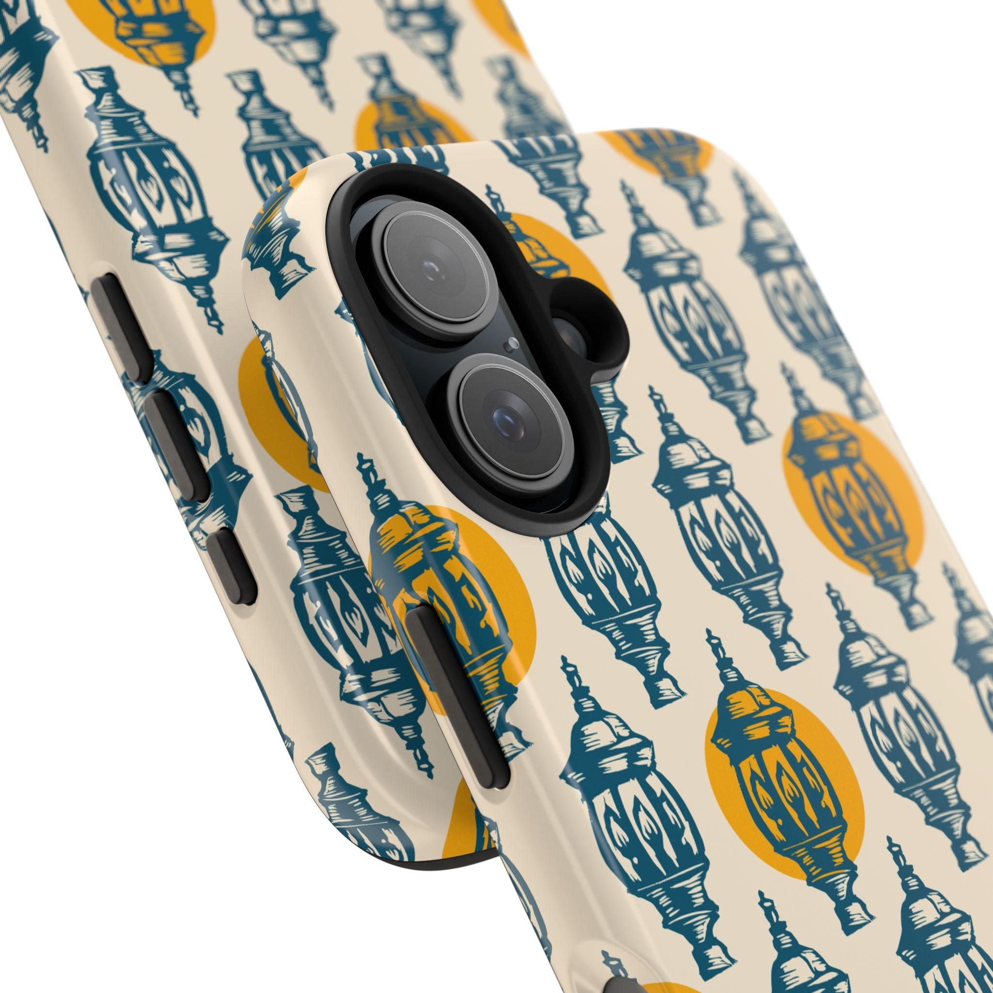 Tough Phone Case — Blue & Mustard Lantern Pattern Slim Protective Cover