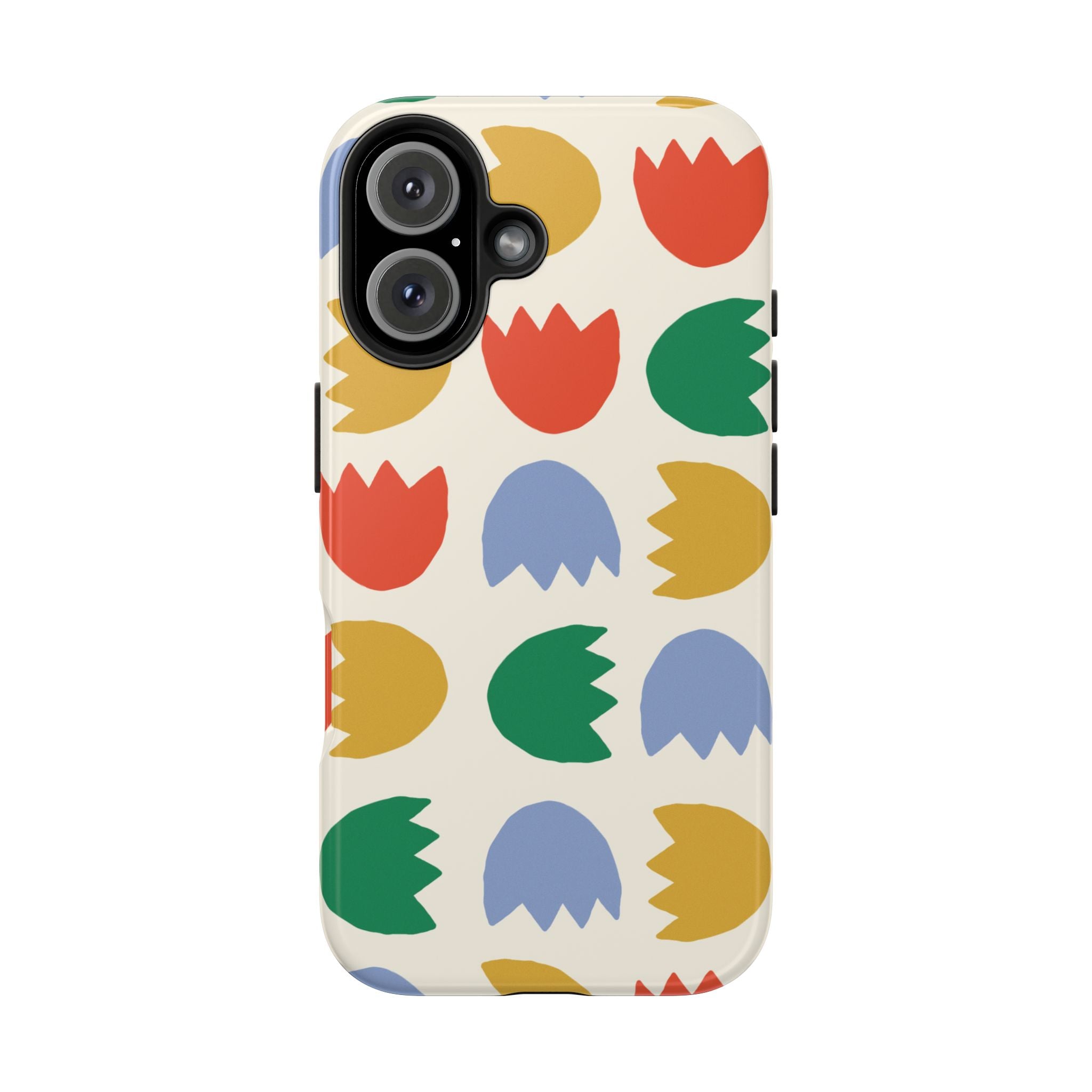 Tough Phone Case — Retro Tulip Pattern Green Floral Protective Cover