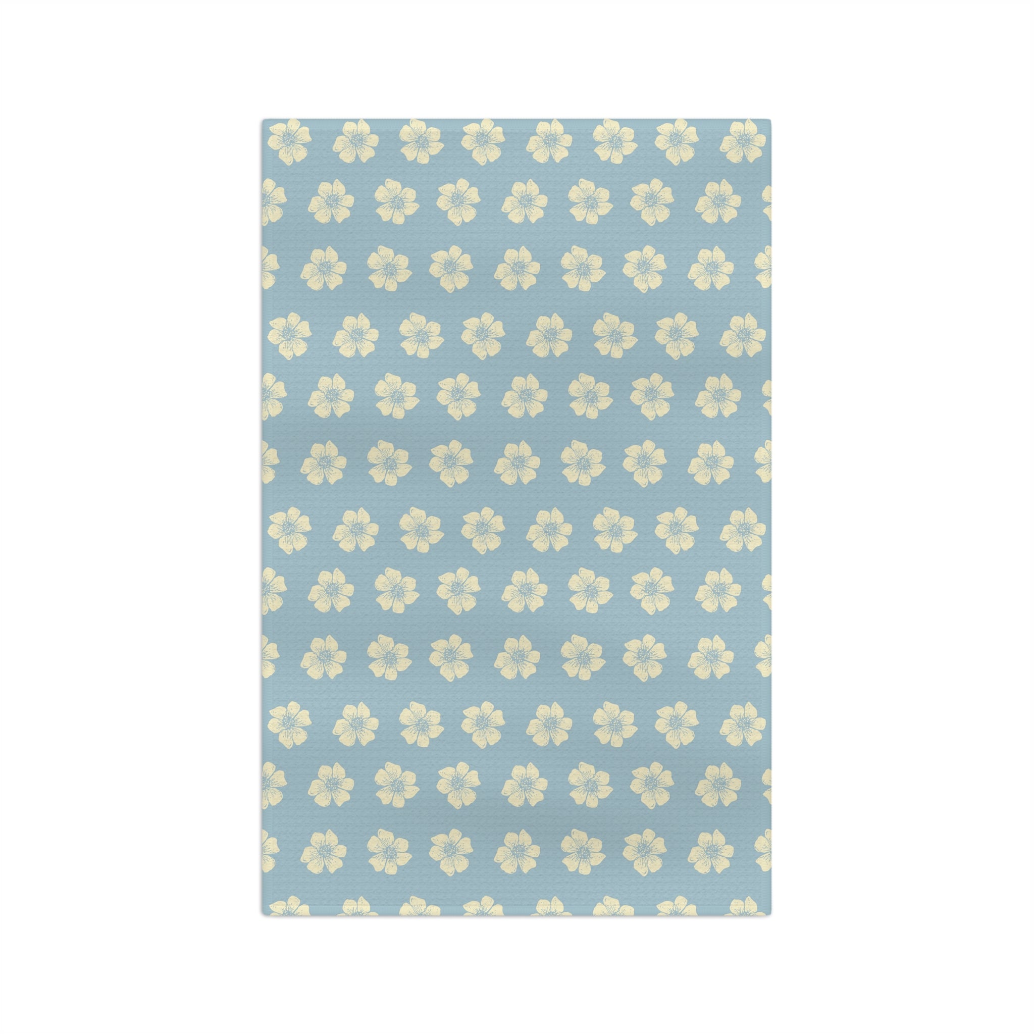 Floral Microfiber Tea Towel — Pale Blue Vintage Daisy Pattern