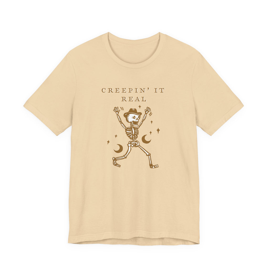 Creep It Real Skeleton Tee, Halloween Shirt, Unisex Graphic Tee, Spooky Season Apparel, Comfortable Casual Wear, Fun Halloween Gift