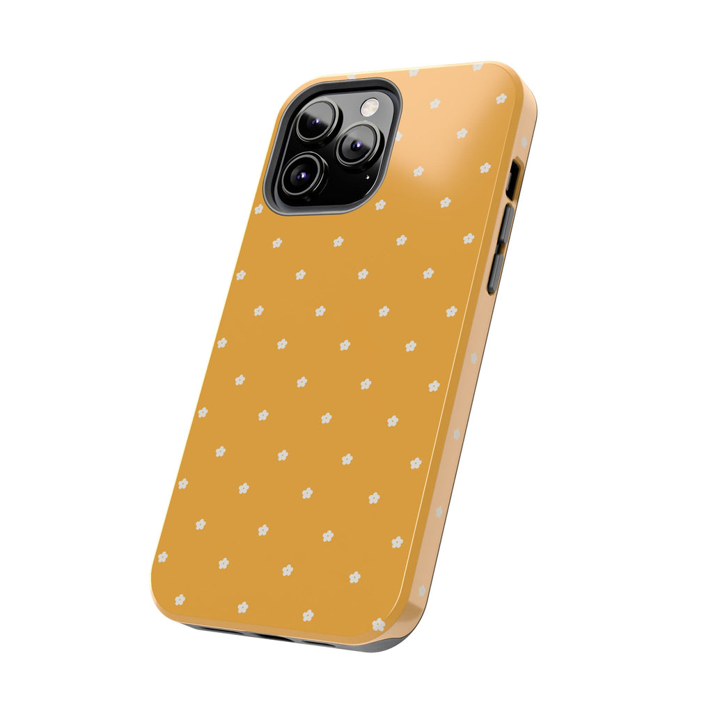 Ditsy Daisy Tough Phone Case — Mustard Floral Protective Cover
