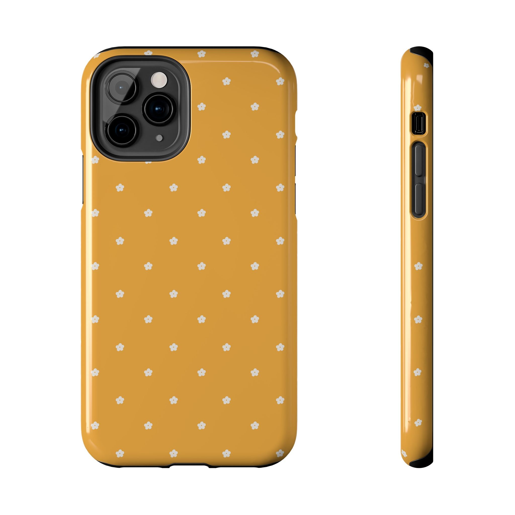 Ditsy Daisy Tough Phone Case — Mustard Floral Protective Cover