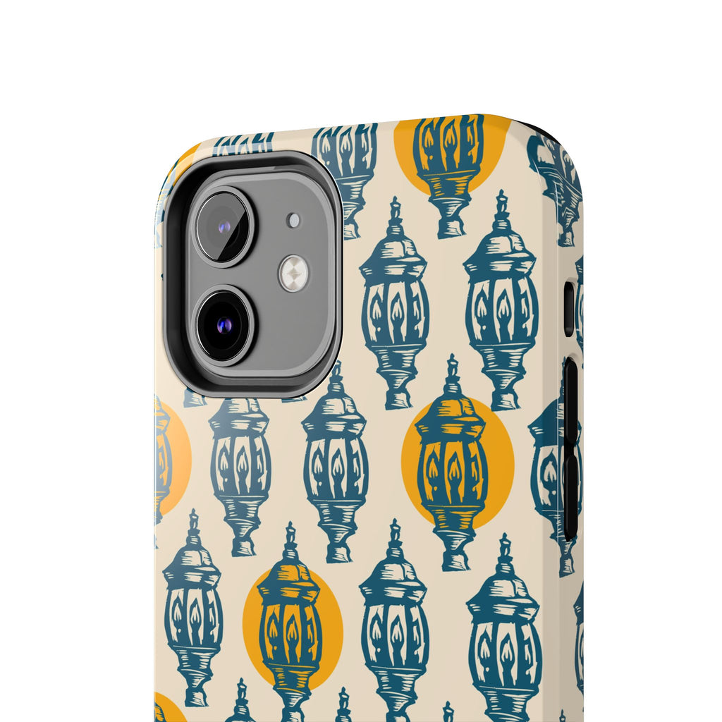 Tough Phone Case — Blue & Mustard Lantern Pattern Slim Protective Cover