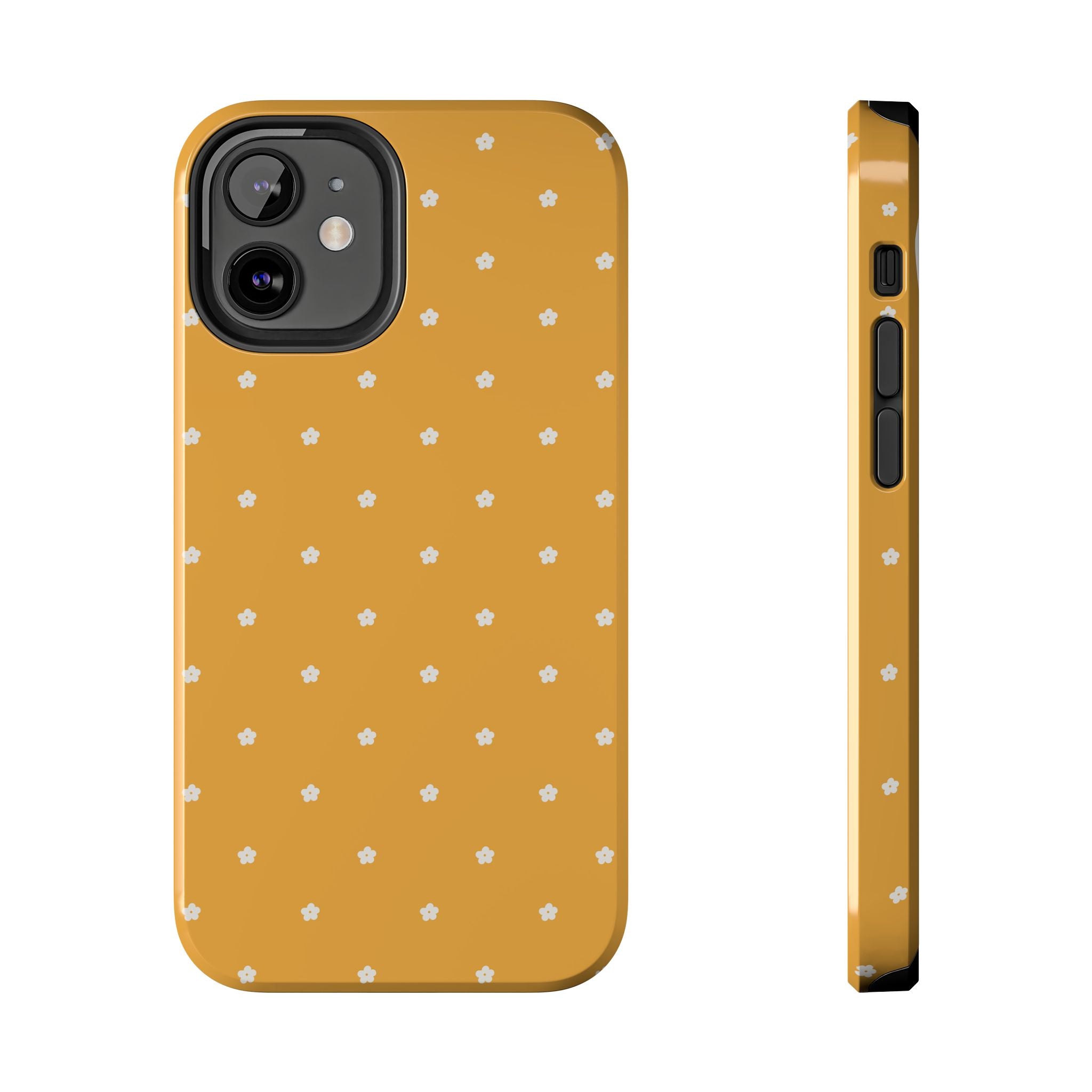 Ditsy Daisy Tough Phone Case — Mustard Floral Protective Cover