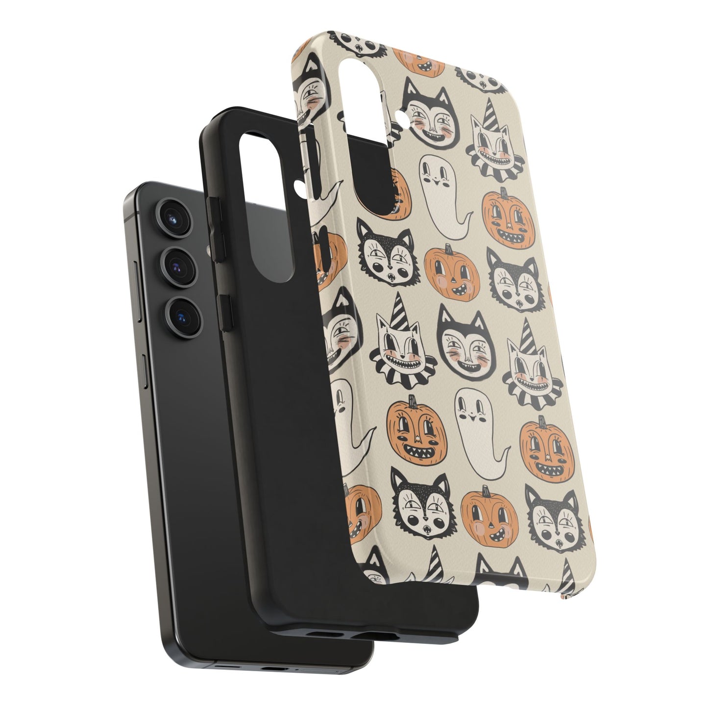 Halloween Cat & Pumpkin Phone Cases, Tough Phone Cover, Spooky Protective Case, Fall Aesthetic, Cute Halloween Gift