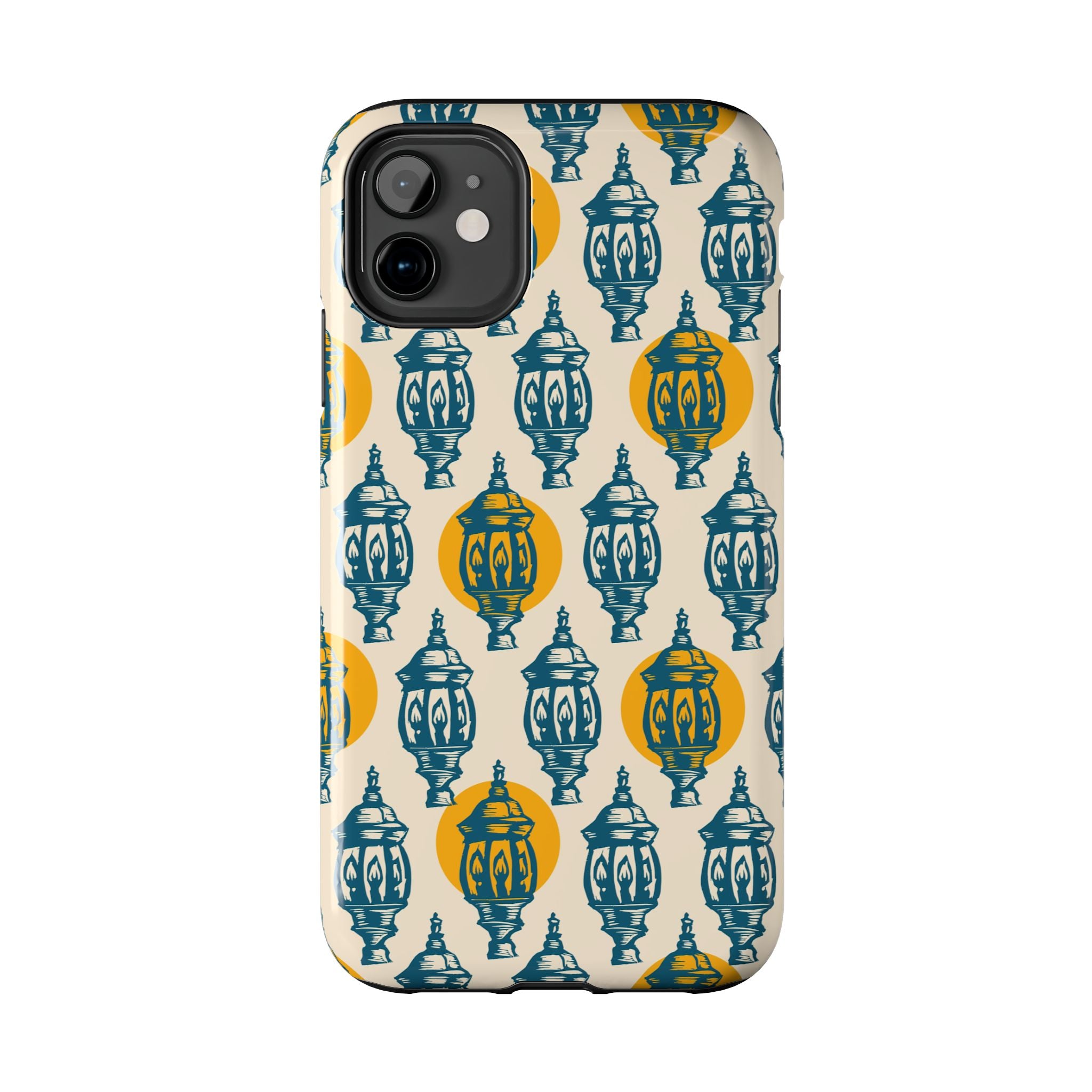 Tough Phone Case — Blue & Mustard Lantern Pattern Slim Protective Cover