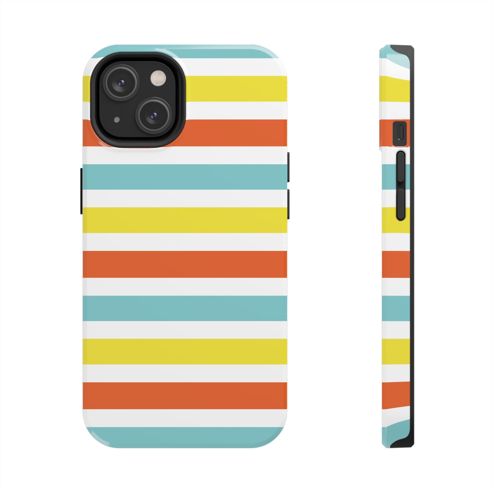 Striped Tough Phone Case — Retro Summer Color Block iPhone Case