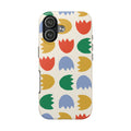 Tough Phone Case — Retro Tulip Pattern Green Floral Protective Cover