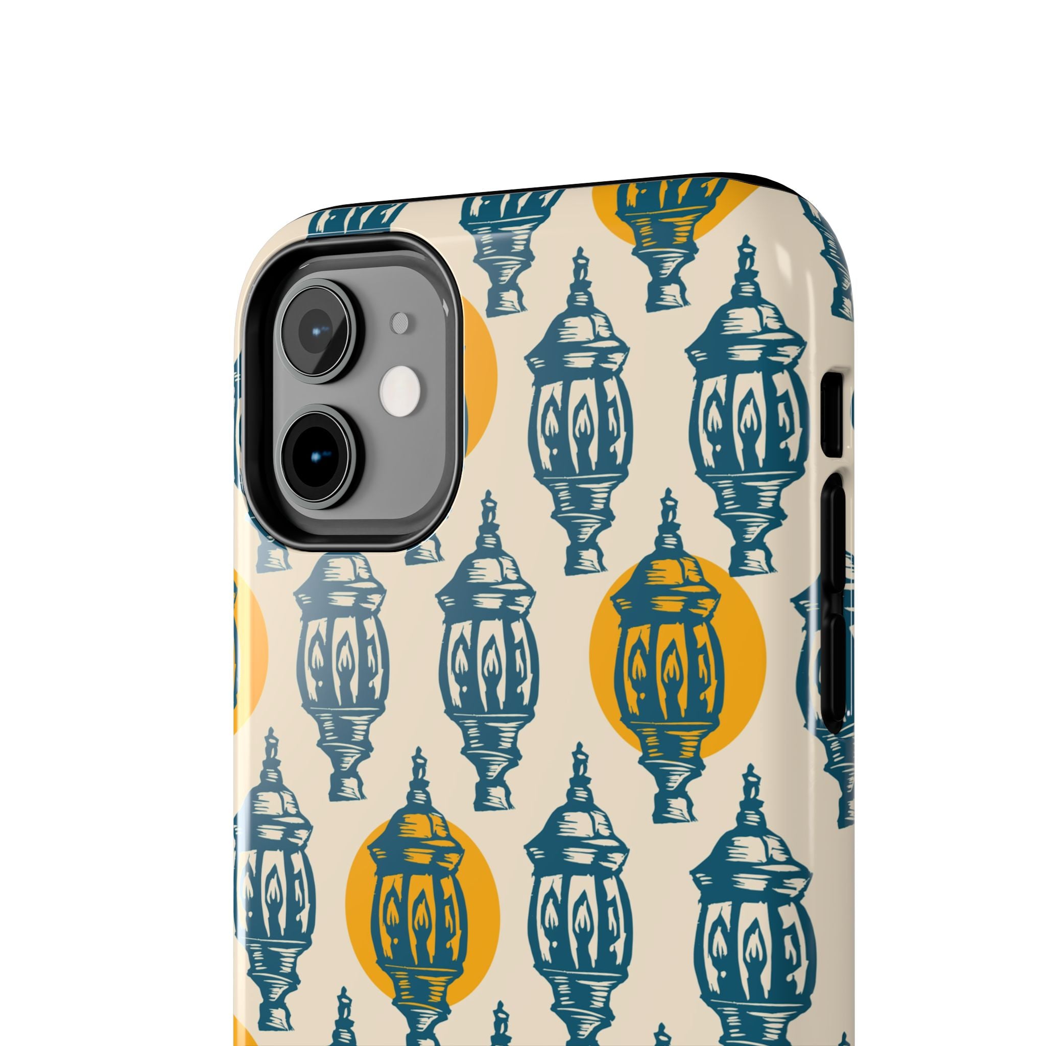 Tough Phone Case — Blue & Mustard Lantern Pattern Slim Protective Cover