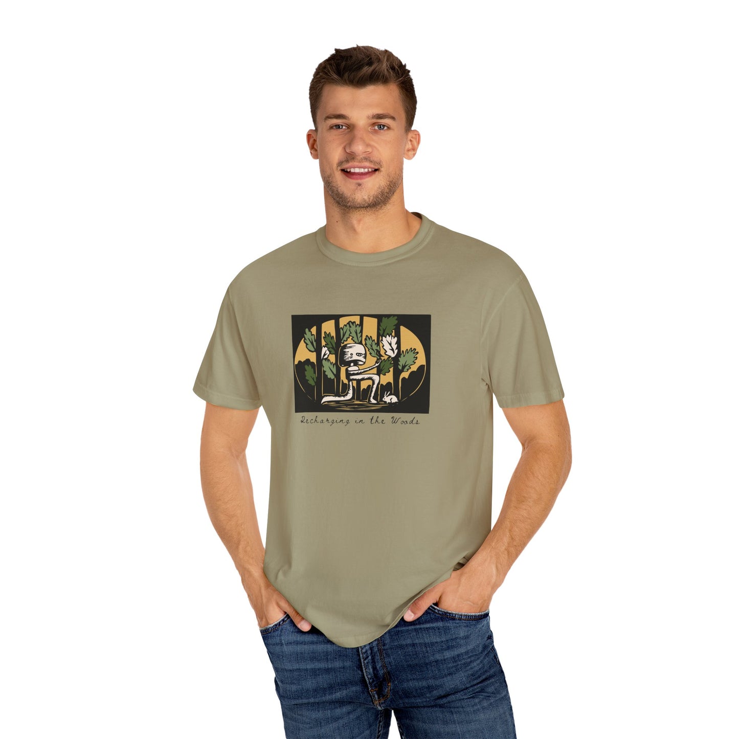 Cute Nature Robot Unisex Jersey Tee - Whimsical Fantasy Forestcore Graphic T-Shirt for Summer