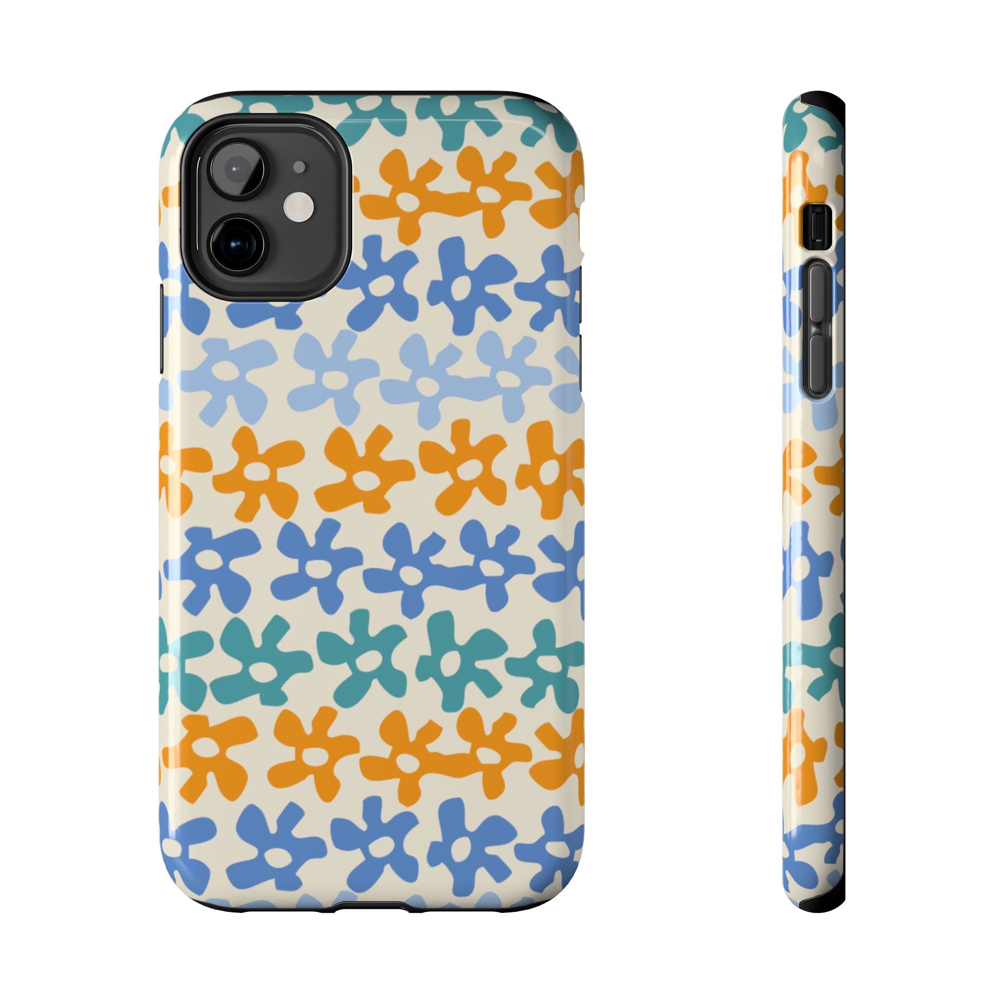 Floral Stripe Tough Phone Case — Colorful Retro Doodle Protection