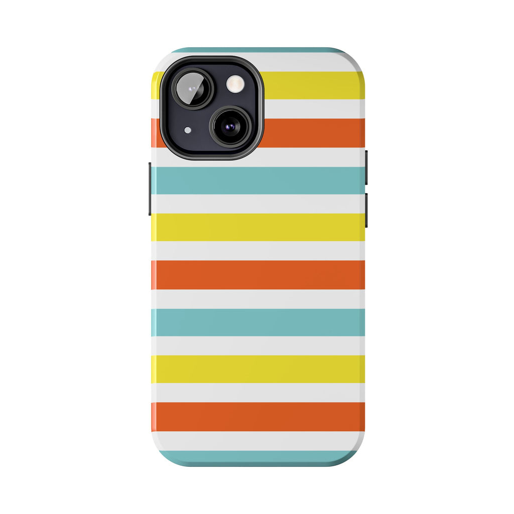 Striped Tough Phone Case — Retro Summer Color Block iPhone Case