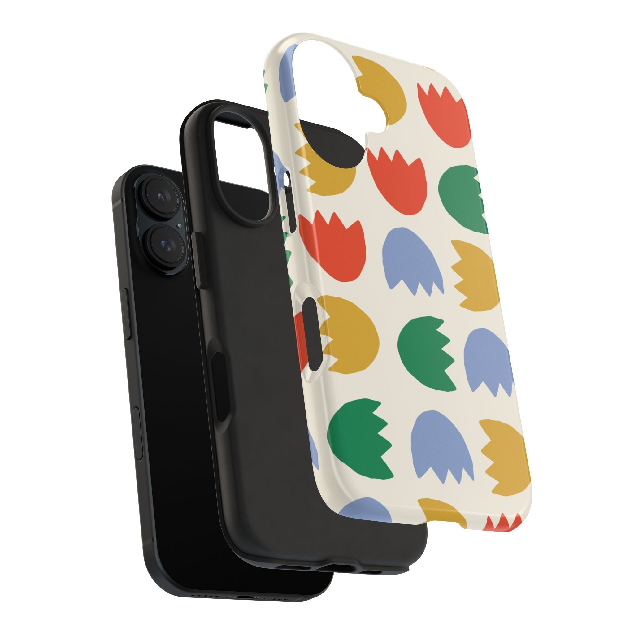 Tough Phone Case — Retro Tulip Pattern Green Floral Protective Cover