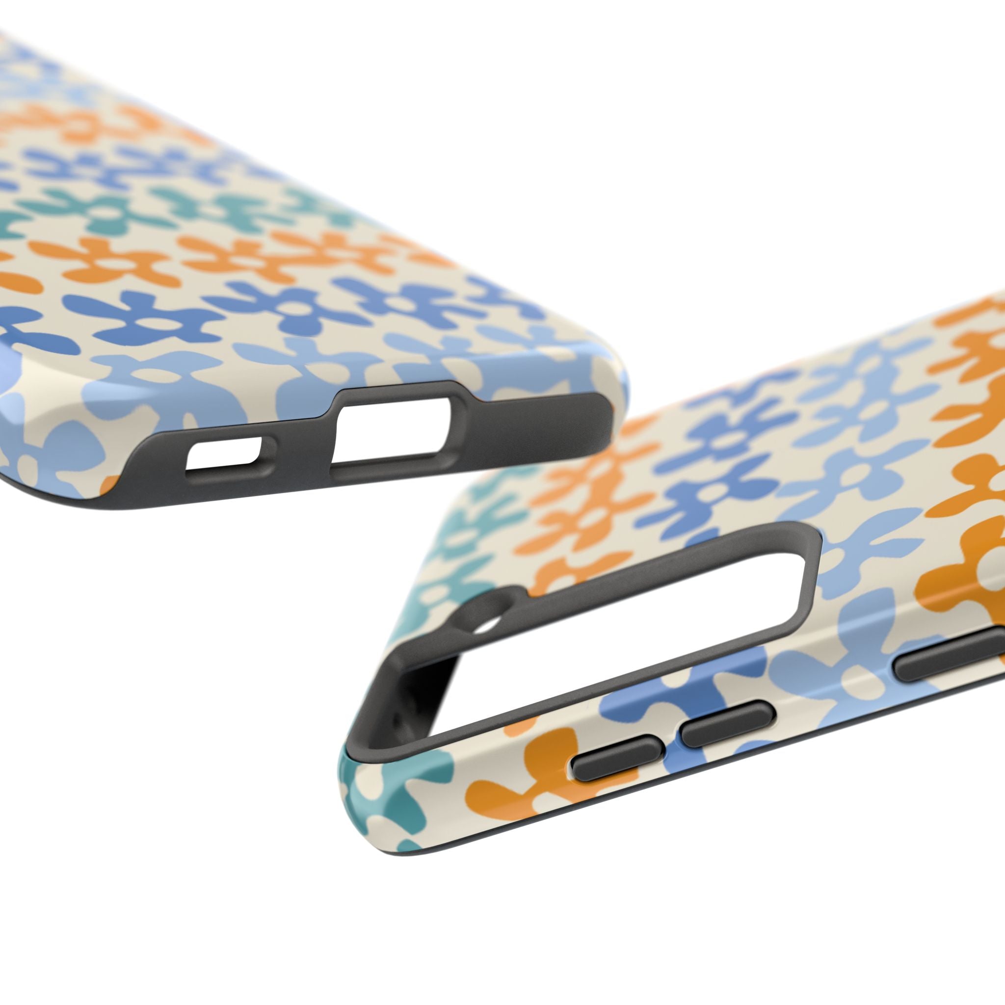 Floral Stripe Tough Phone Case — Colorful Retro Doodle Protection