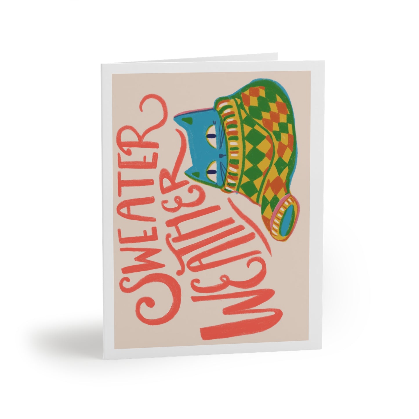 Cozy Greeting Cards Set - 'Sweater Weather' Collection for Fall Celebrations, Warm Wishes, Birthday, Friendship, Seasonal Greetings