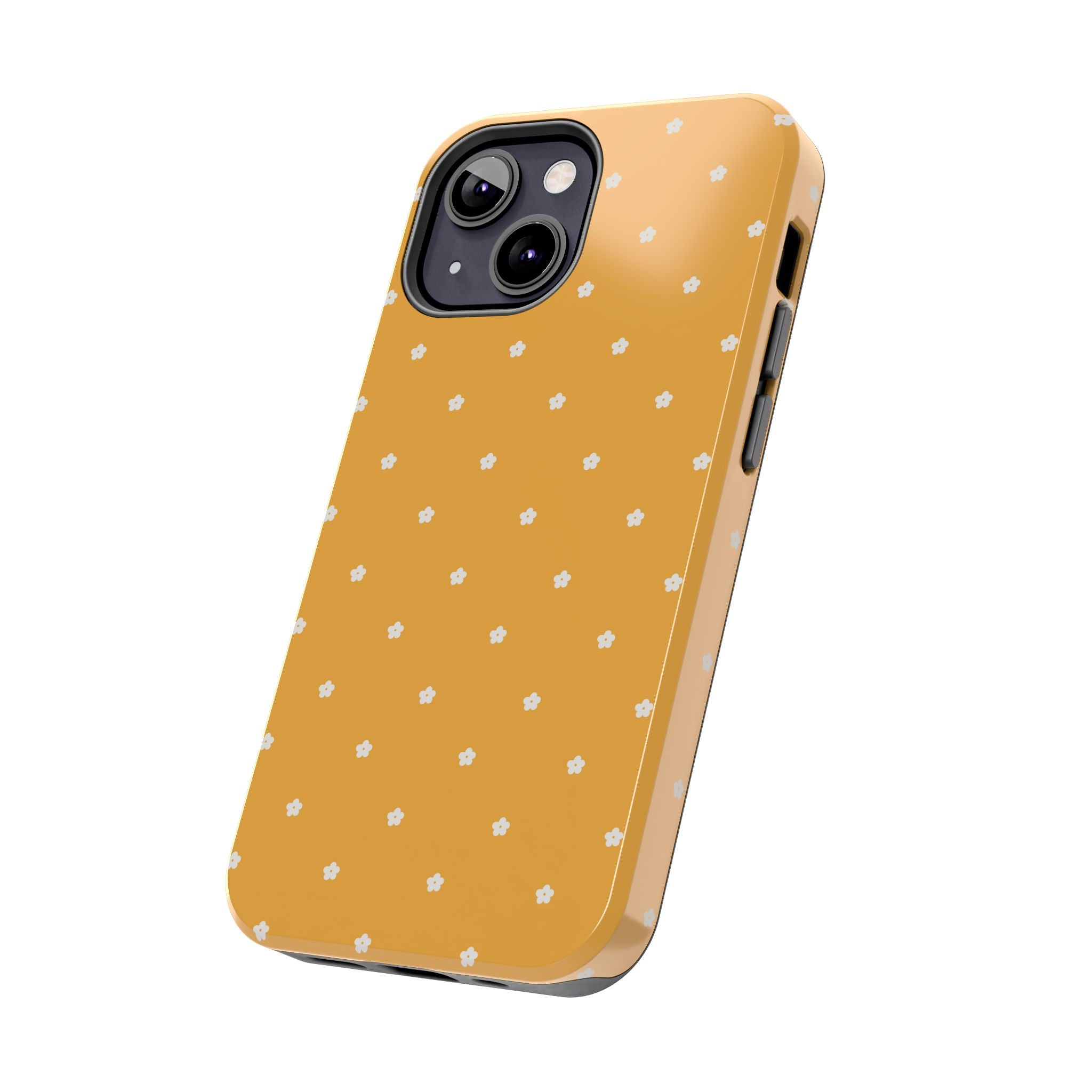 Ditsy Daisy Tough Phone Case — Mustard Floral Protective Cover