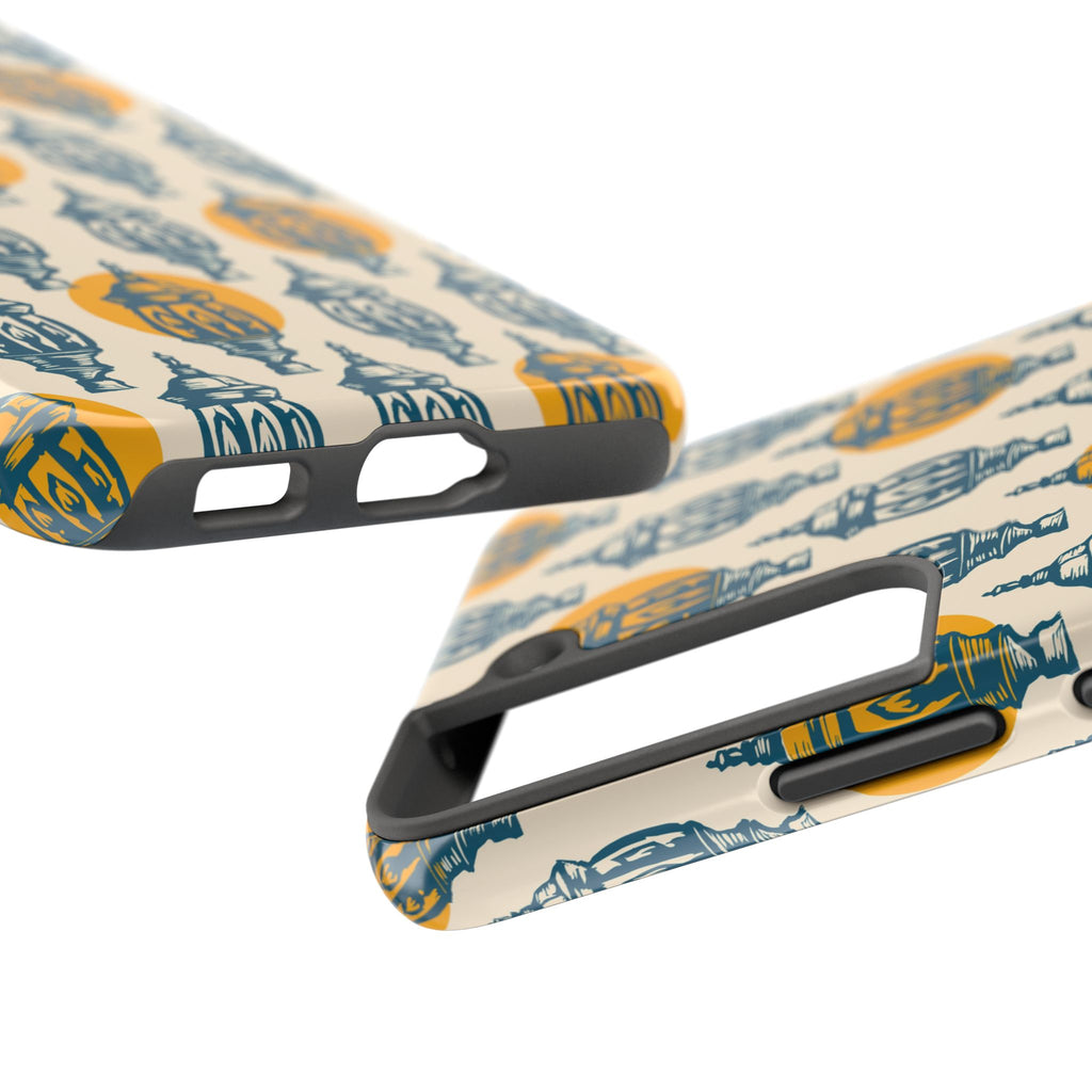 Tough Phone Case — Blue & Mustard Lantern Pattern Slim Protective Cover