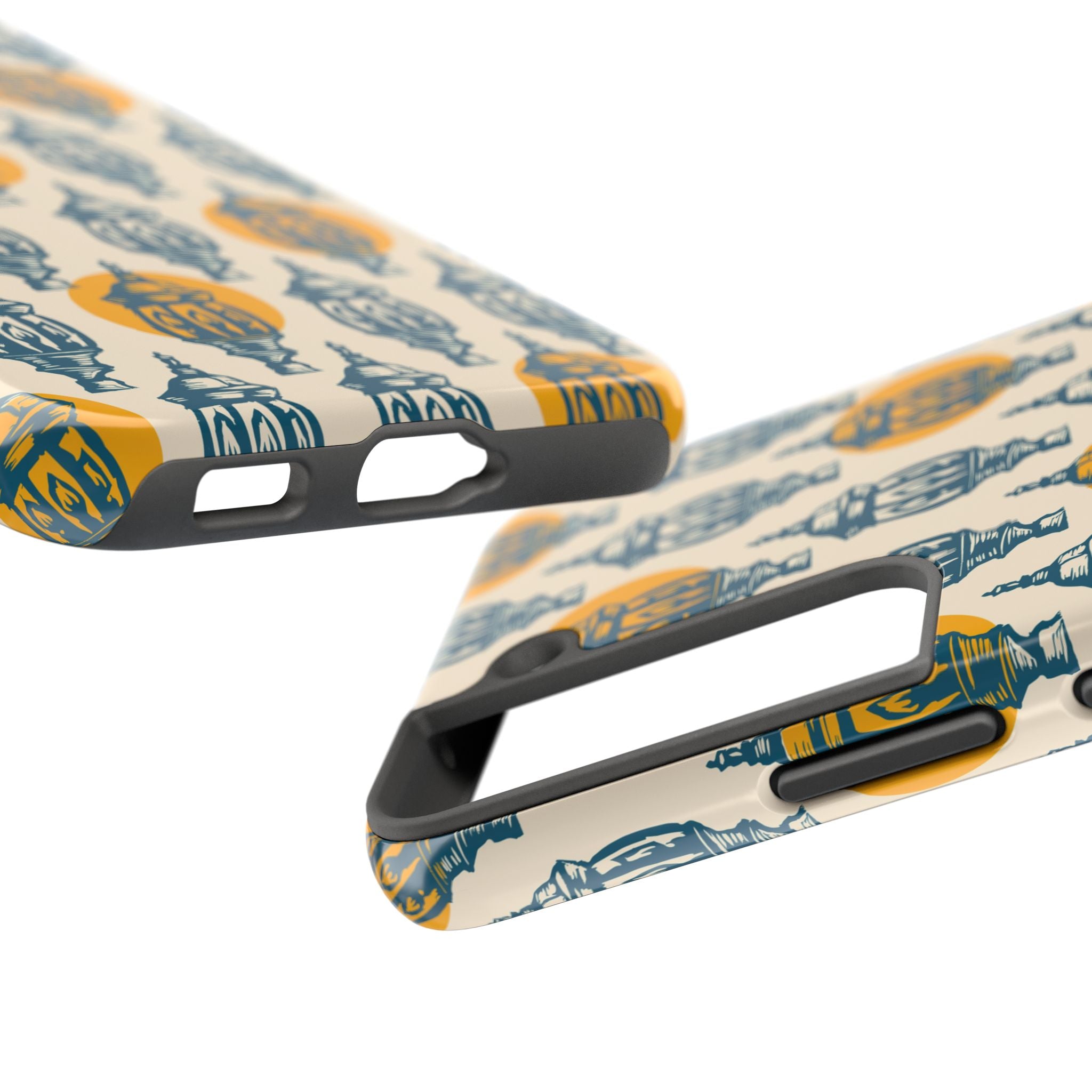Tough Phone Case — Blue & Mustard Lantern Pattern Slim Protective Cover