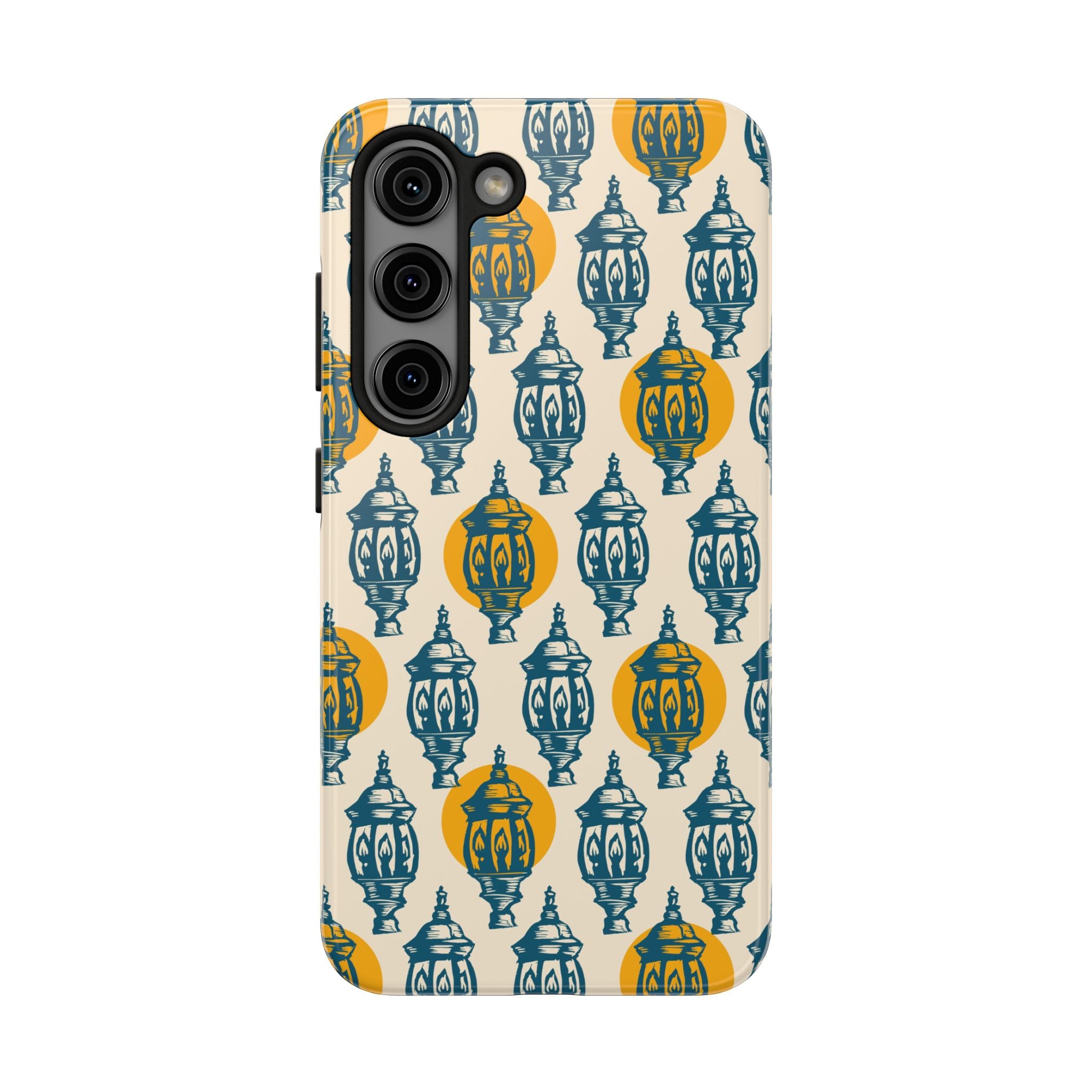 Tough Phone Case — Blue & Mustard Lantern Pattern Slim Protective Cover