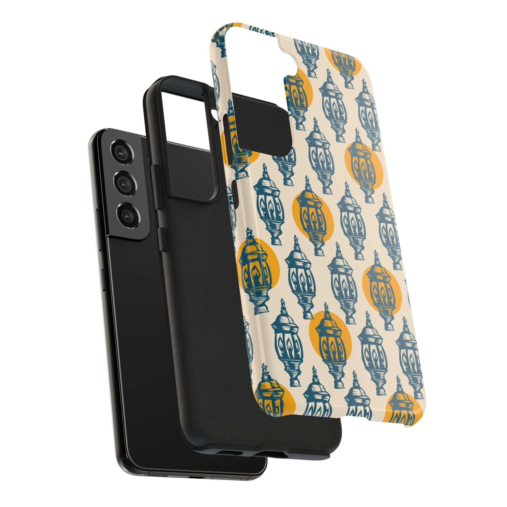 Tough Phone Case — Blue & Mustard Lantern Pattern Slim Protective Cover
