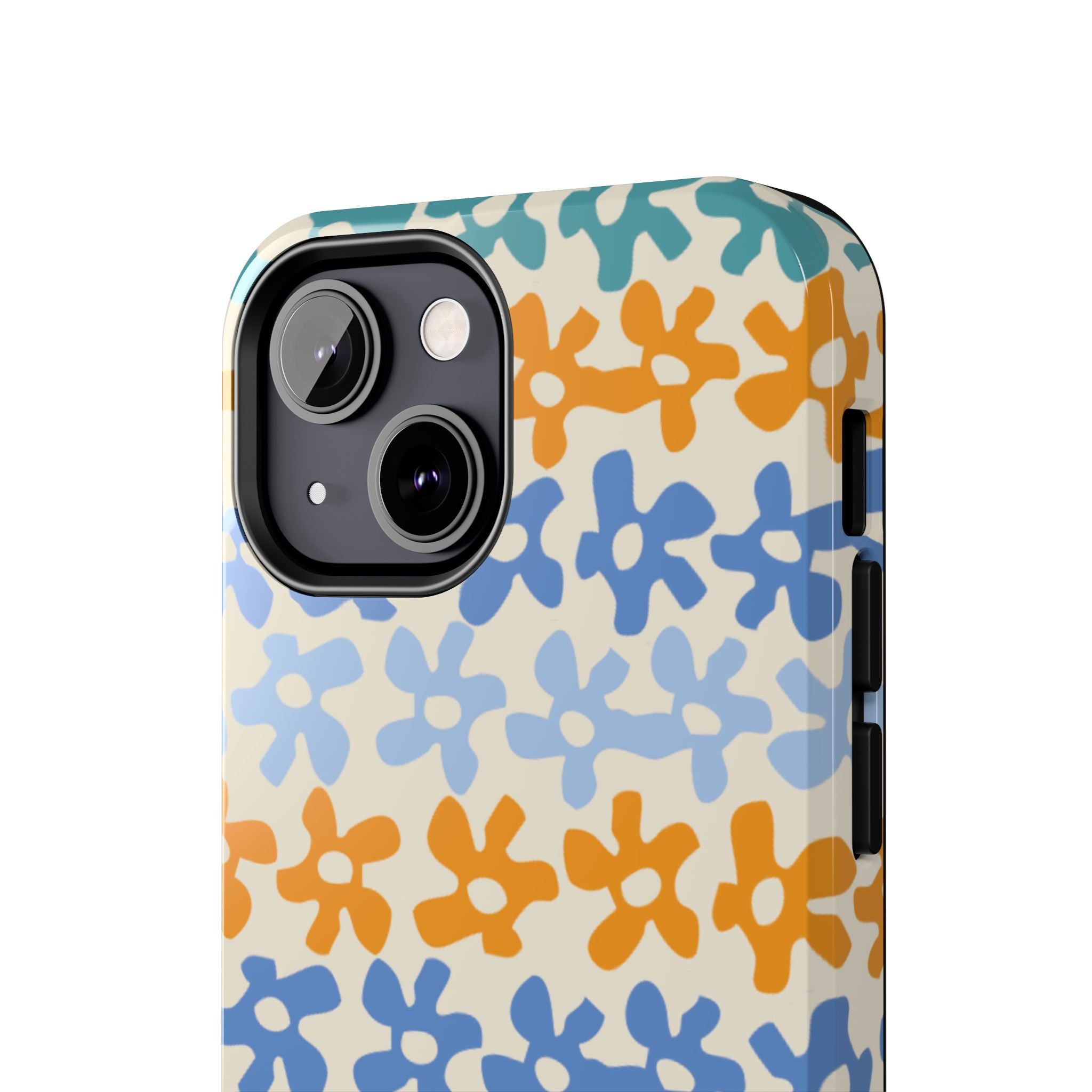 Floral Stripe Tough Phone Case — Colorful Retro Doodle Protection