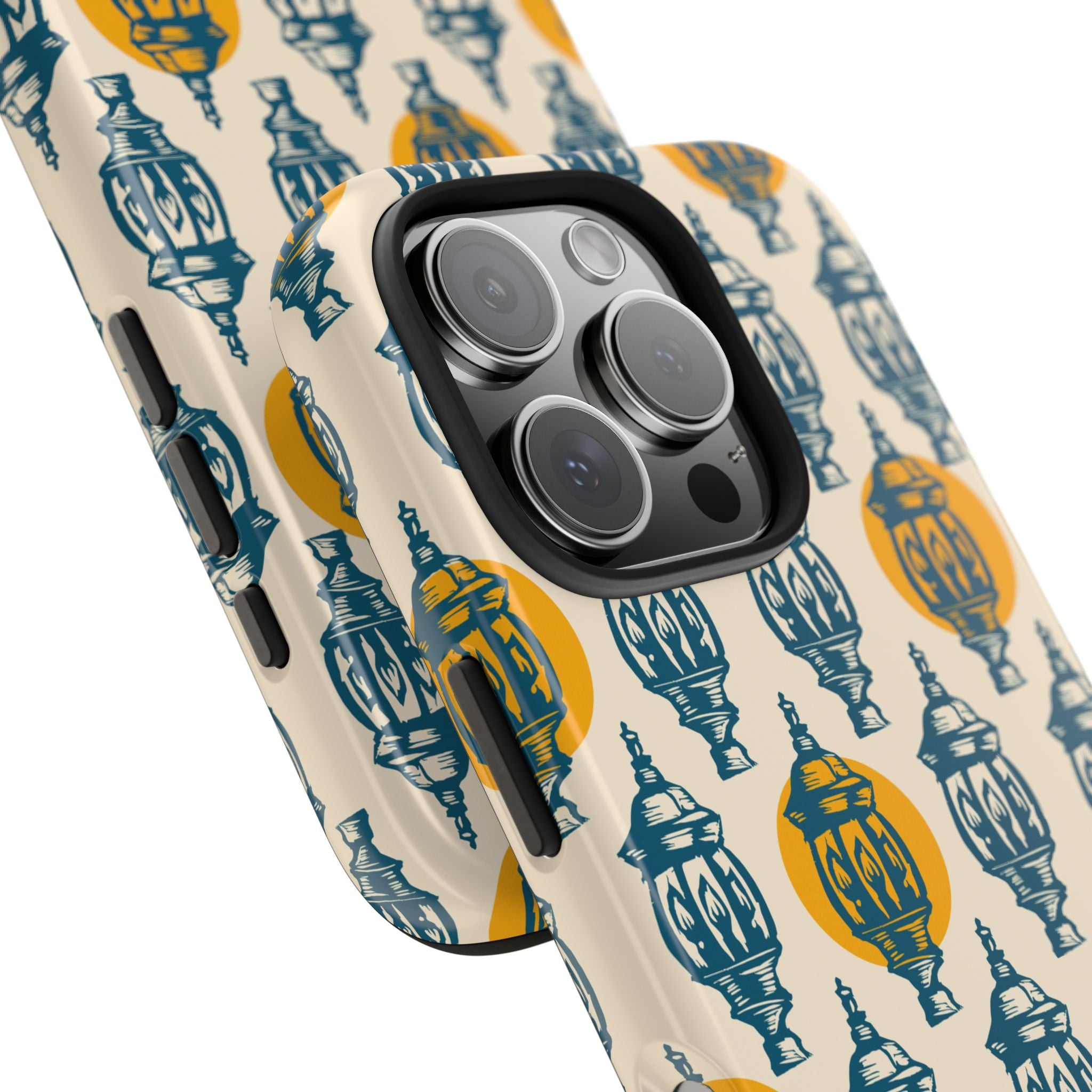 Tough Phone Case — Blue & Mustard Lantern Pattern Slim Protective Cover