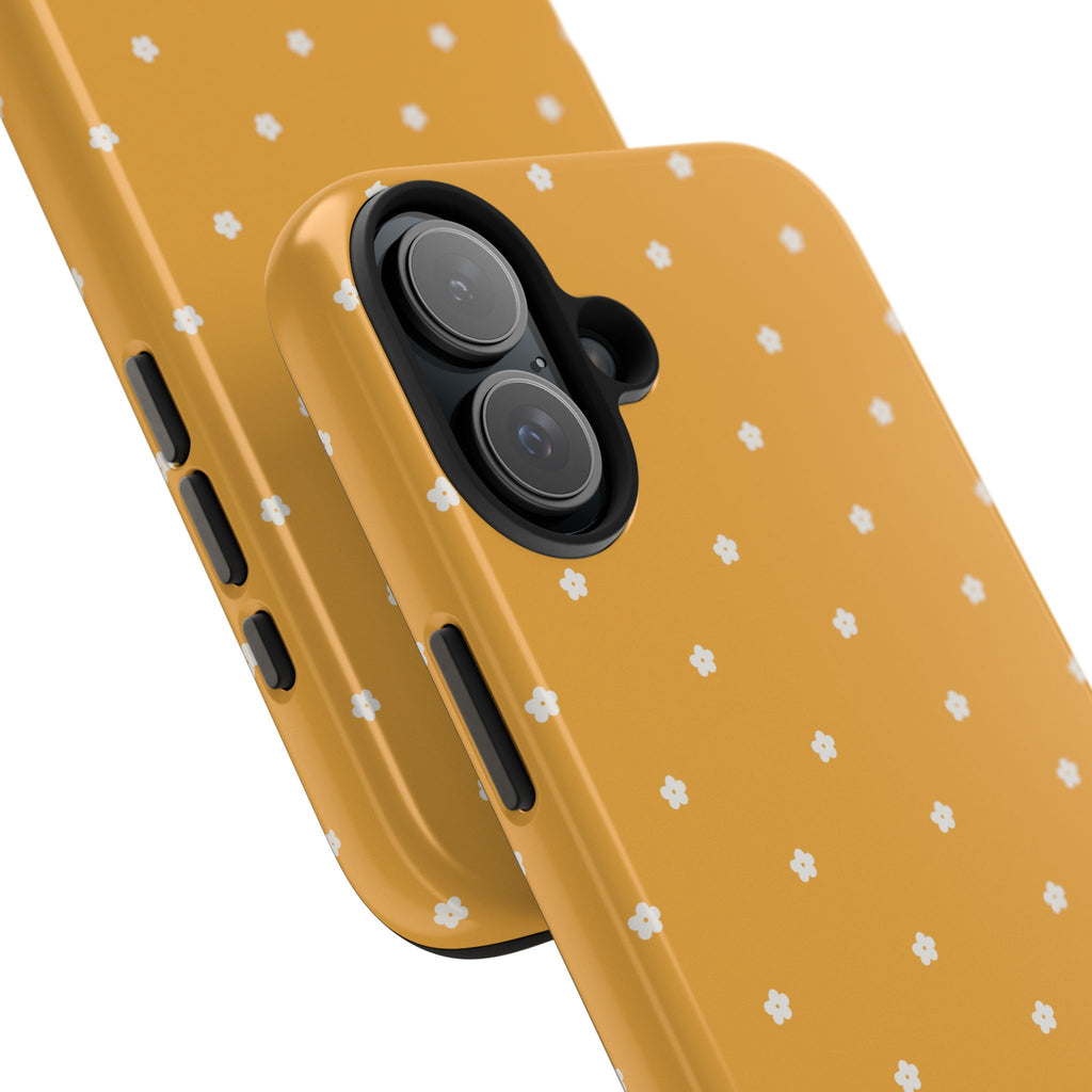 Ditsy Daisy Tough Phone Case — Mustard Floral Protective Cover