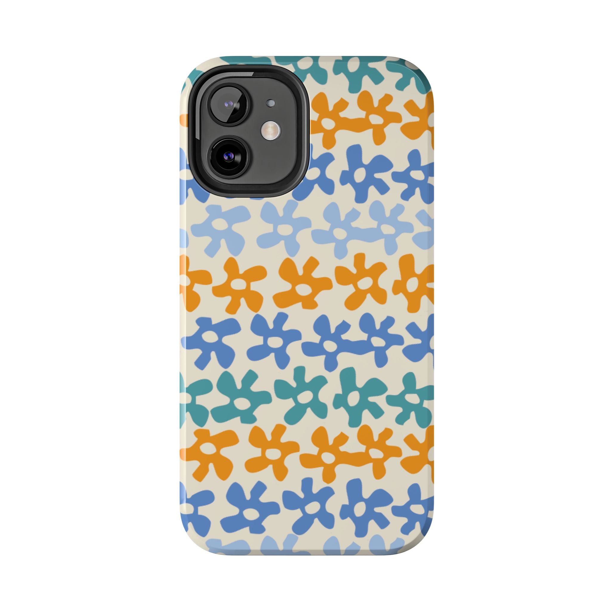 Floral Stripe Tough Phone Case — Colorful Retro Doodle Protection