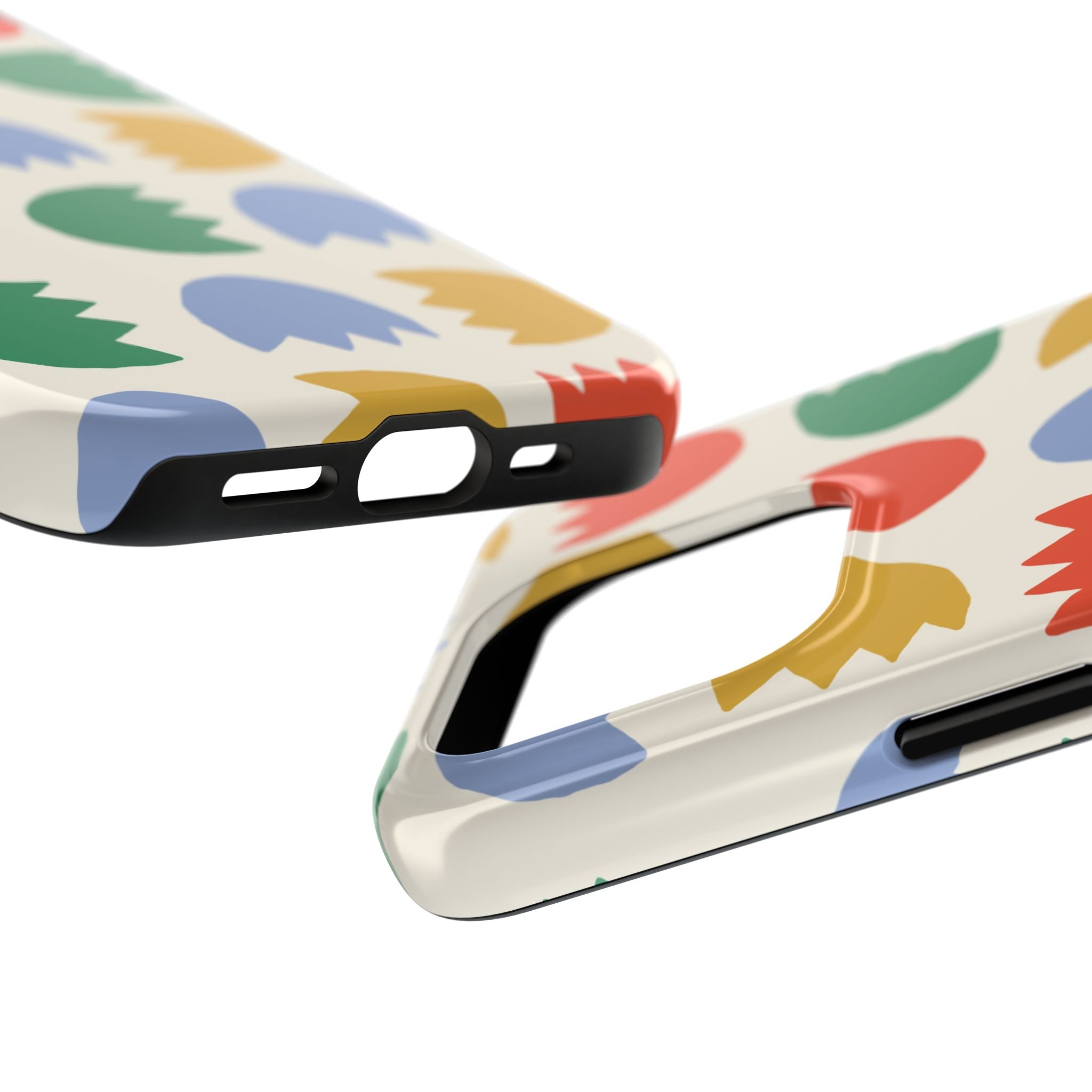 Tough Phone Case — Retro Tulip Pattern Green Floral Protective Cover