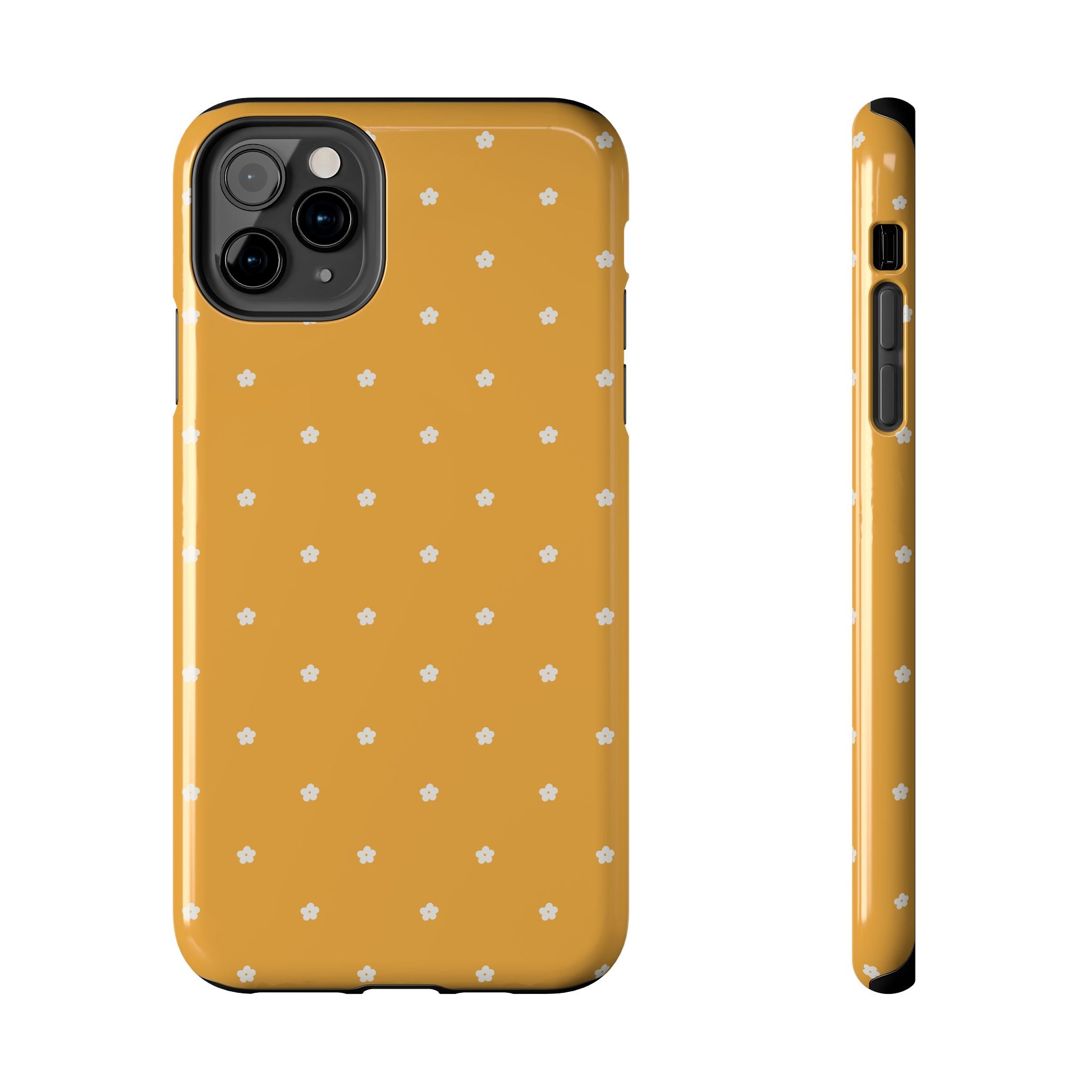 Ditsy Daisy Tough Phone Case — Mustard Floral Protective Cover