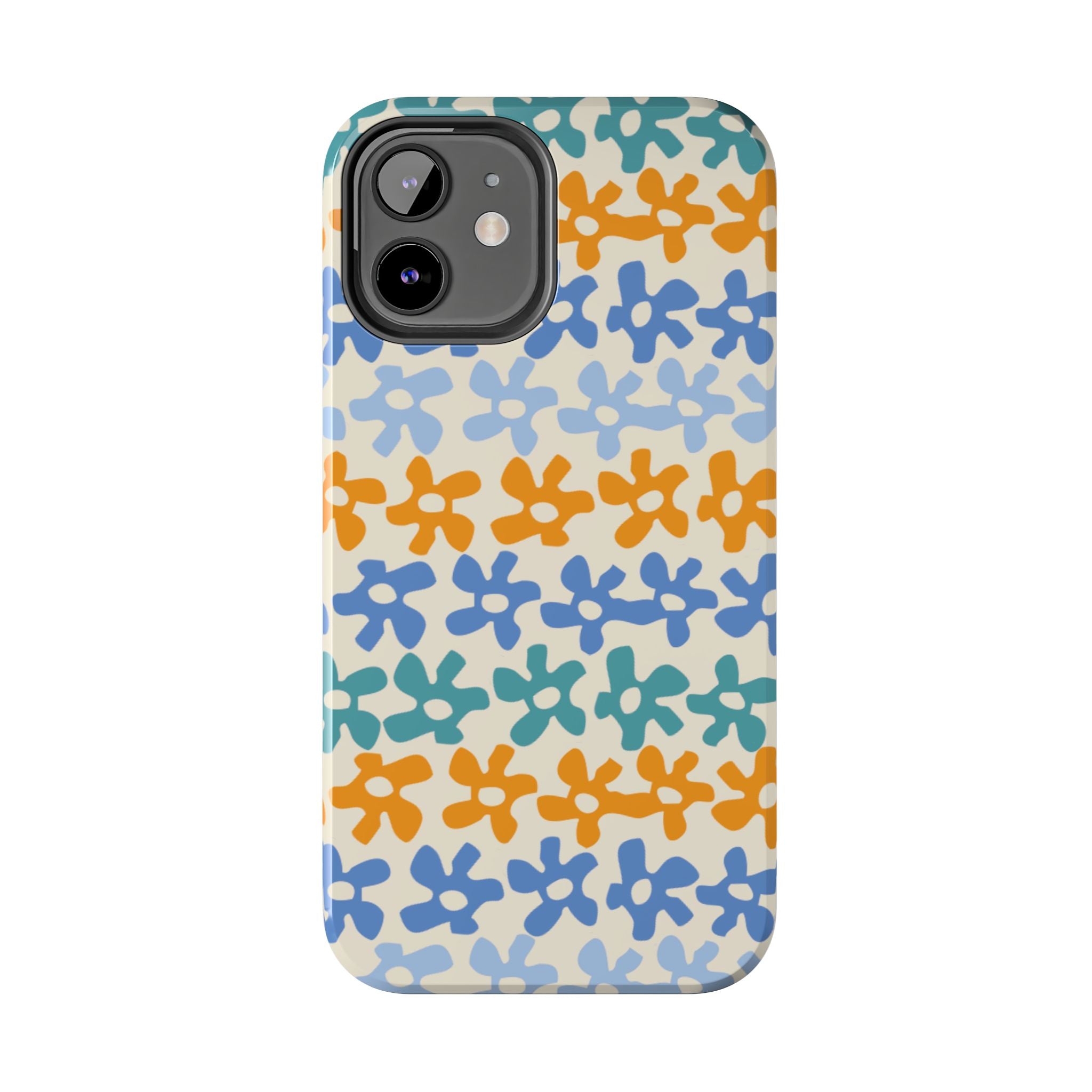 Floral Stripe Tough Phone Case — Colorful Retro Doodle Protection