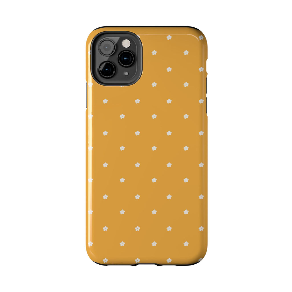 Ditsy Daisy Tough Phone Case — Mustard Floral Protective Cover