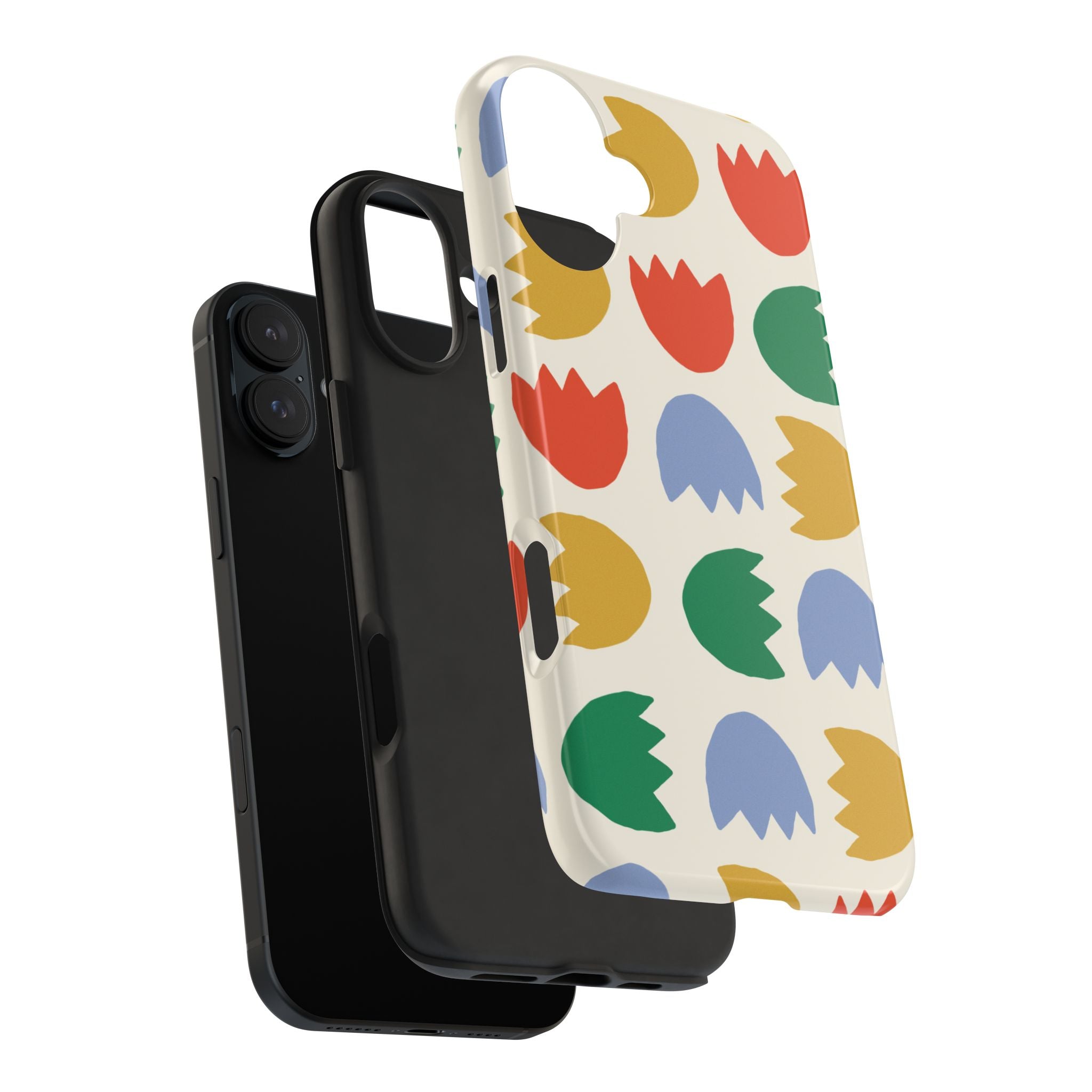 Tough Phone Case — Retro Tulip Pattern Green Floral Protective Cover
