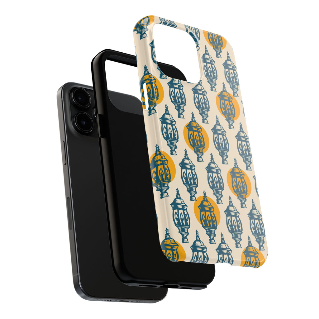 Tough Phone Case — Blue & Mustard Lantern Pattern Slim Protective Cover
