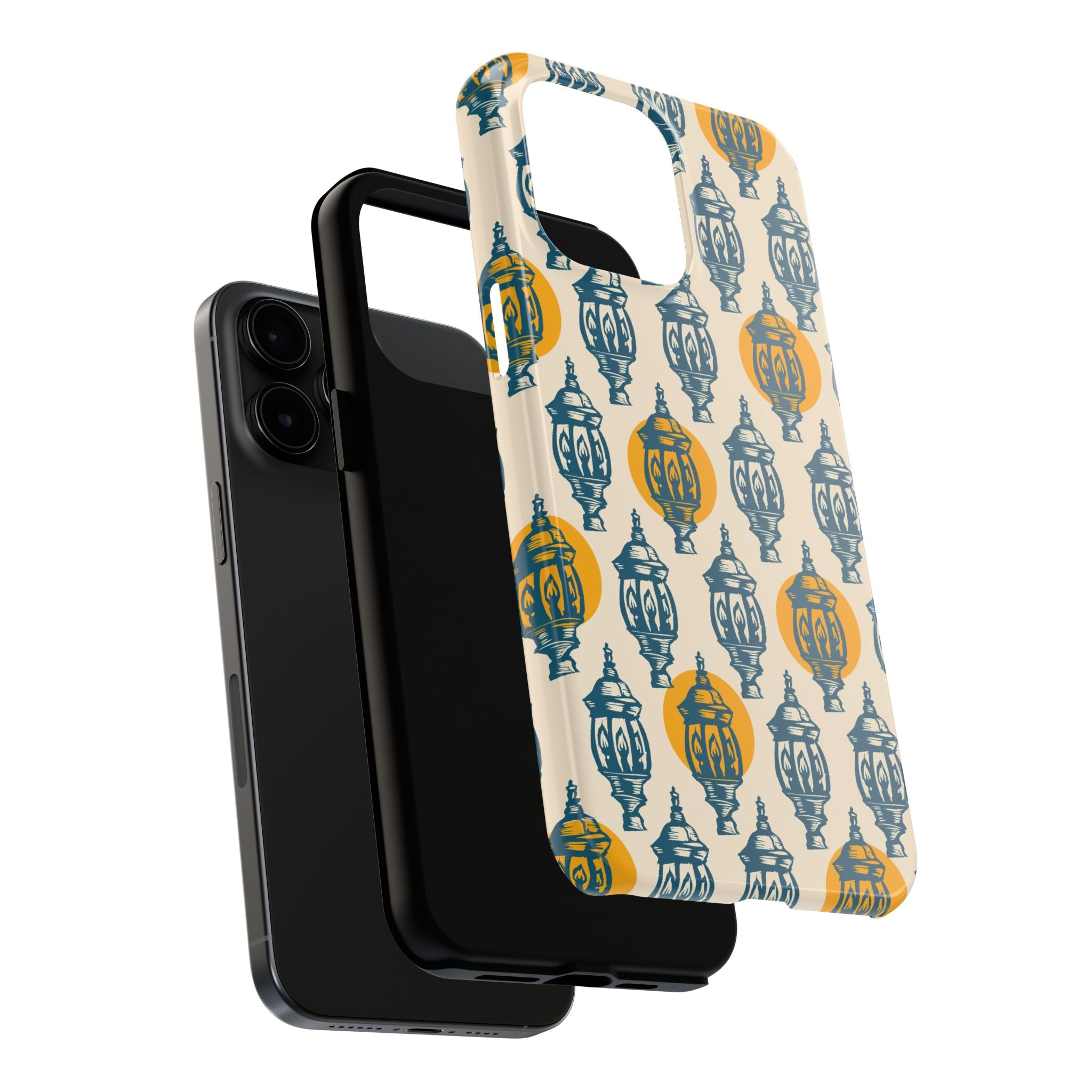 Tough Phone Case — Blue & Mustard Lantern Pattern Slim Protective Cover