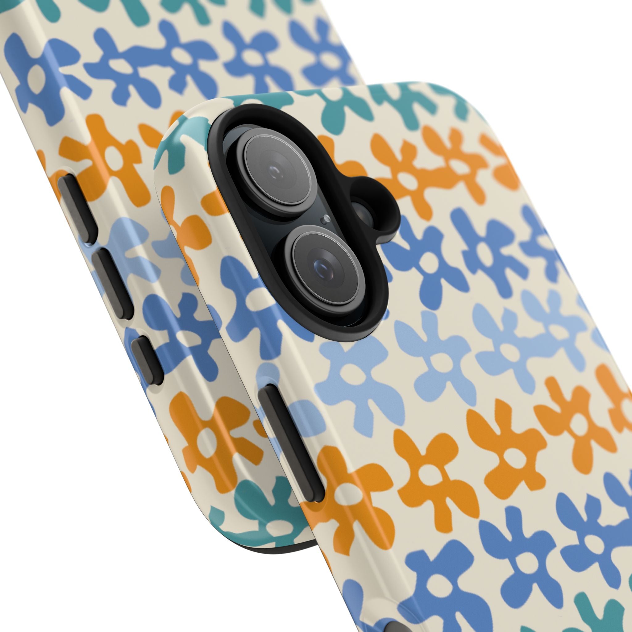 Floral Stripe Tough Phone Case — Colorful Retro Doodle Protection