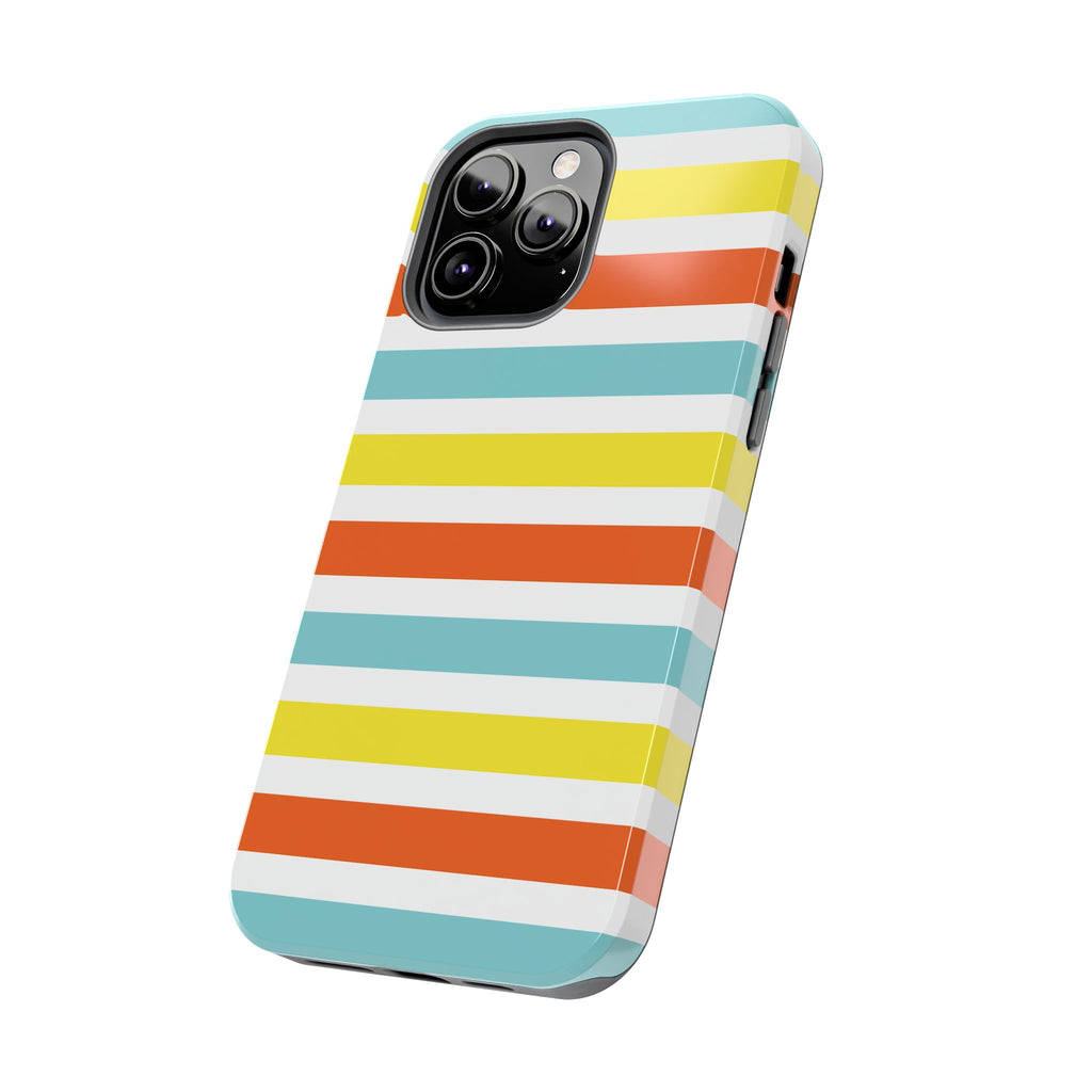 Striped Tough Phone Case — Retro Summer Color Block iPhone Case