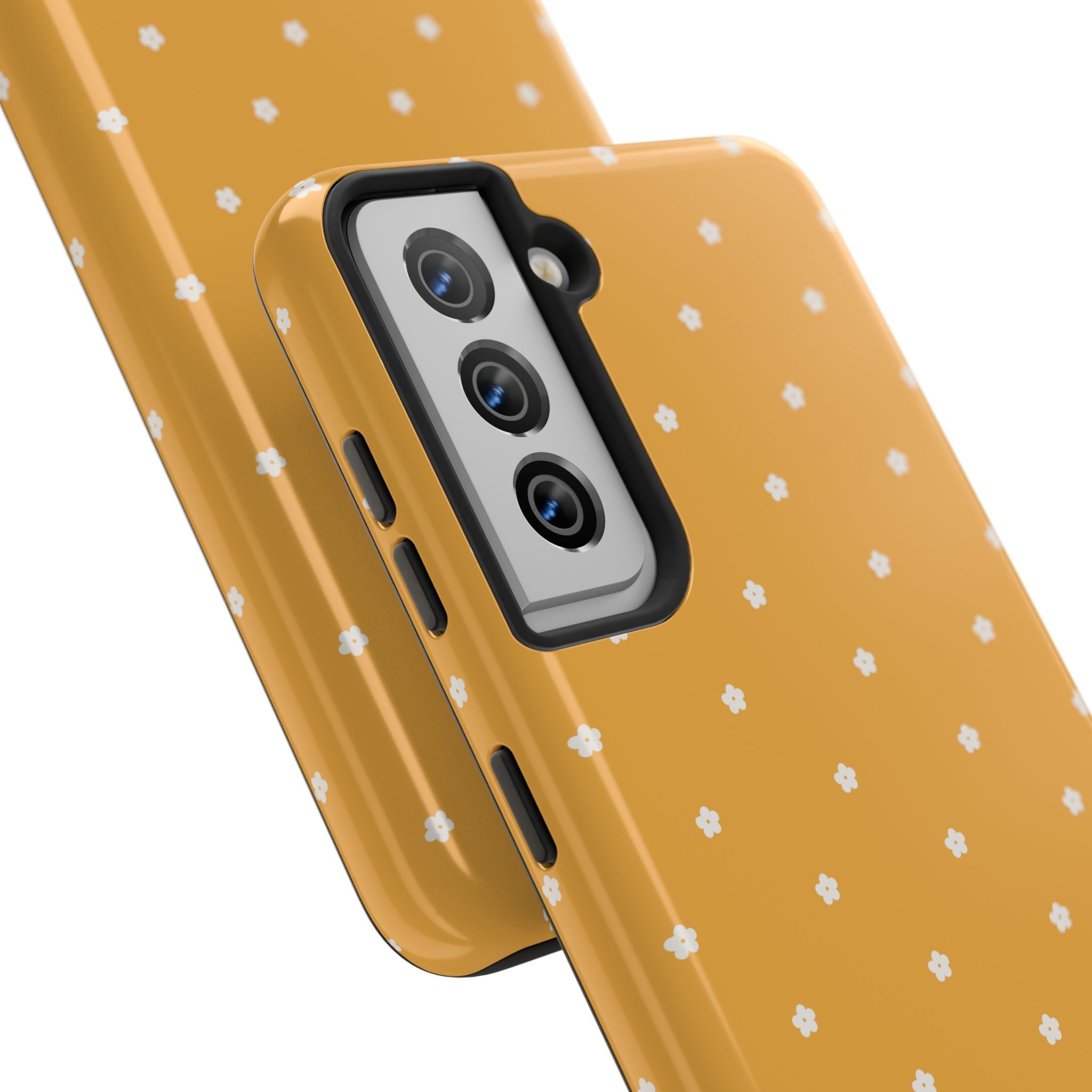 Ditsy Daisy Tough Phone Case — Mustard Floral Protective Cover