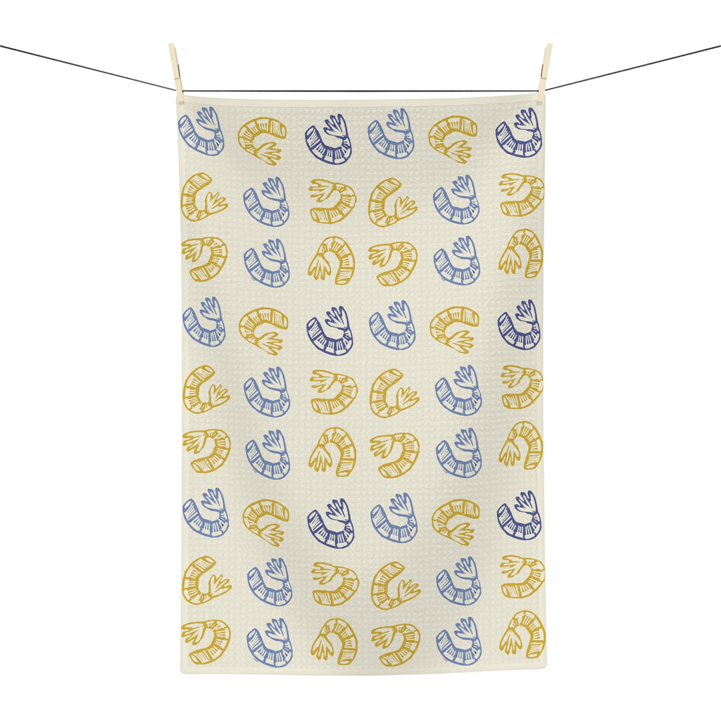 Shrimp Pattern Microfiber Tea Towel — Cute Coastal Kitchen Towel