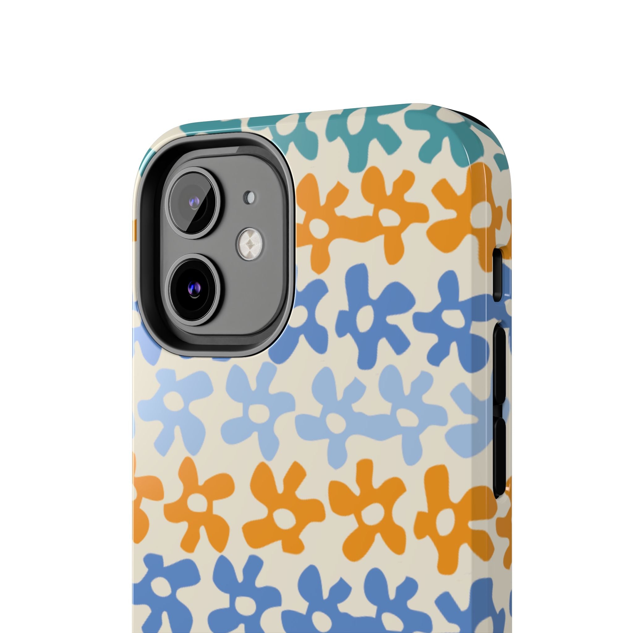 Floral Stripe Tough Phone Case — Colorful Retro Doodle Protection