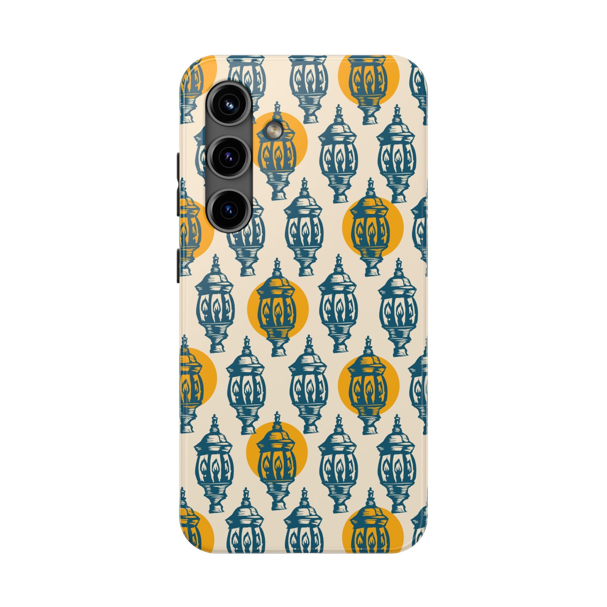 Tough Phone Case — Blue & Mustard Lantern Pattern Slim Protective Cover