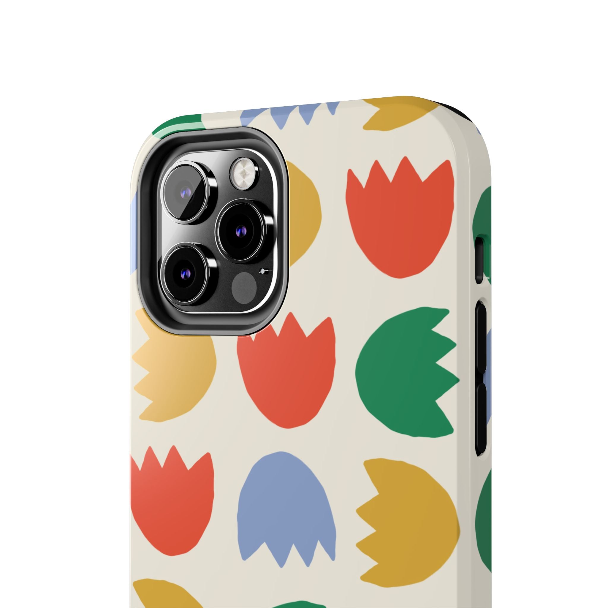 Tough Phone Case — Retro Tulip Pattern Green Floral Protective Cover