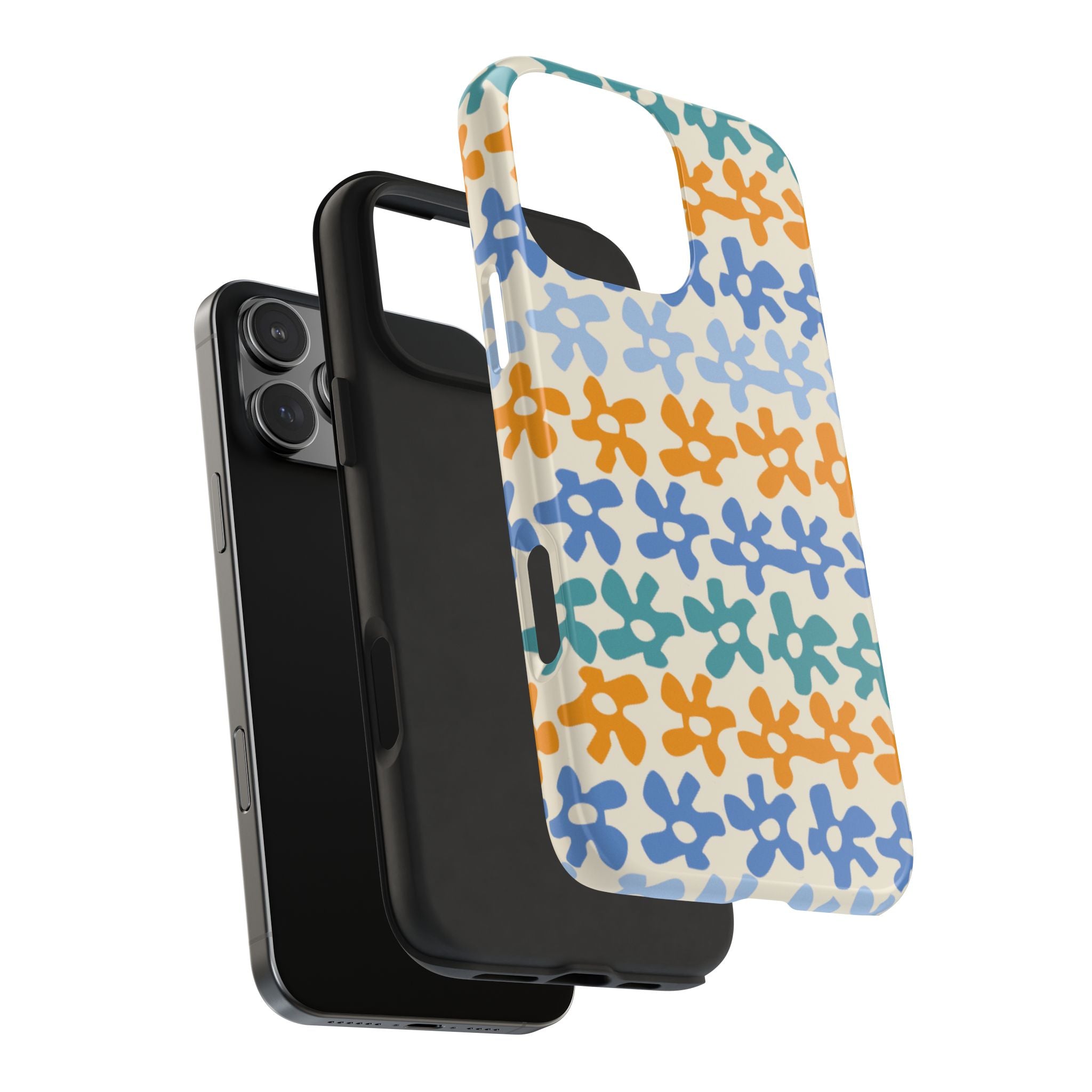 Floral Stripe Tough Phone Case — Colorful Retro Doodle Protection