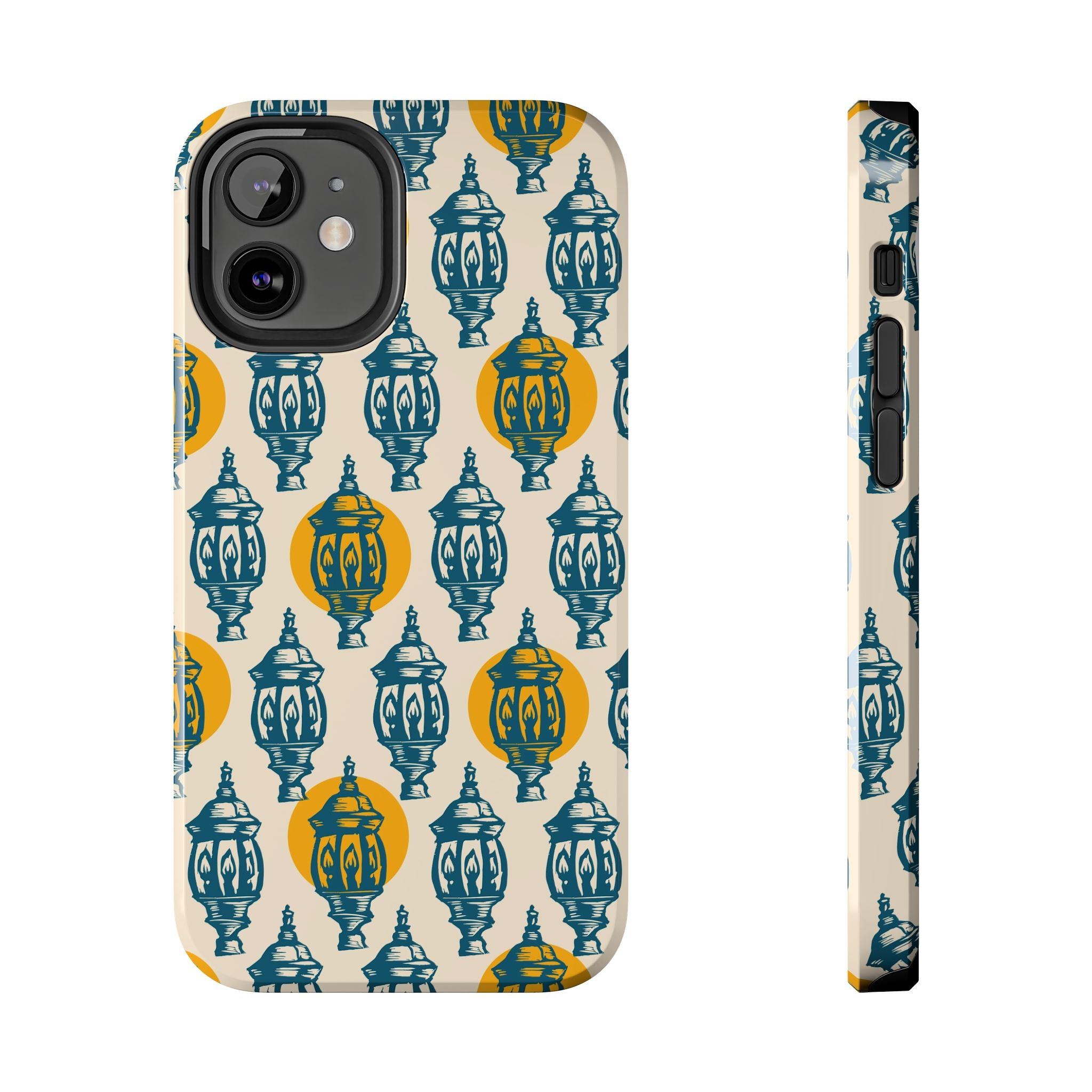 Tough Phone Case — Blue & Mustard Lantern Pattern Slim Protective Cover