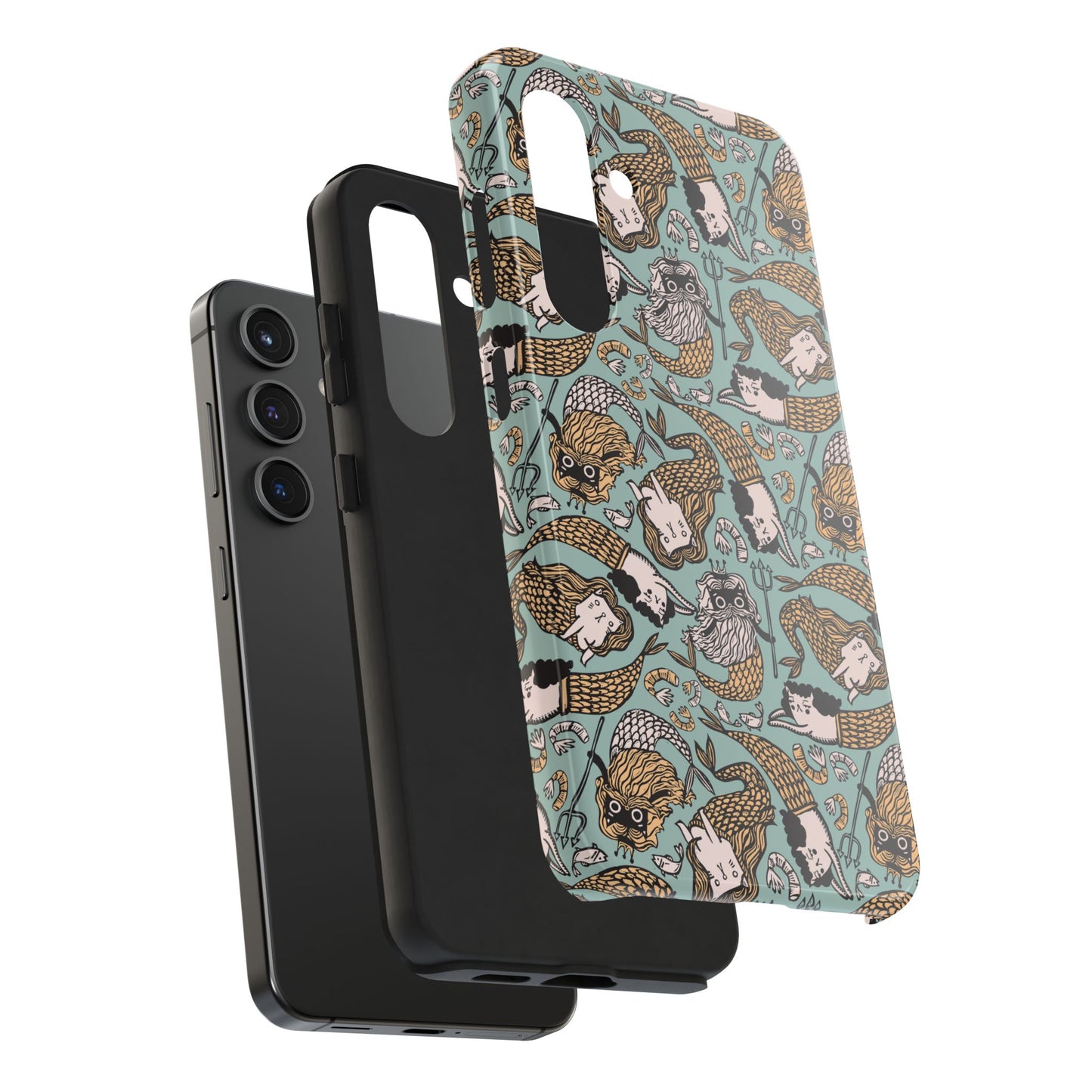 Cat Mermaid Tough Phone Case - Quirky Phone Art for Maximalists