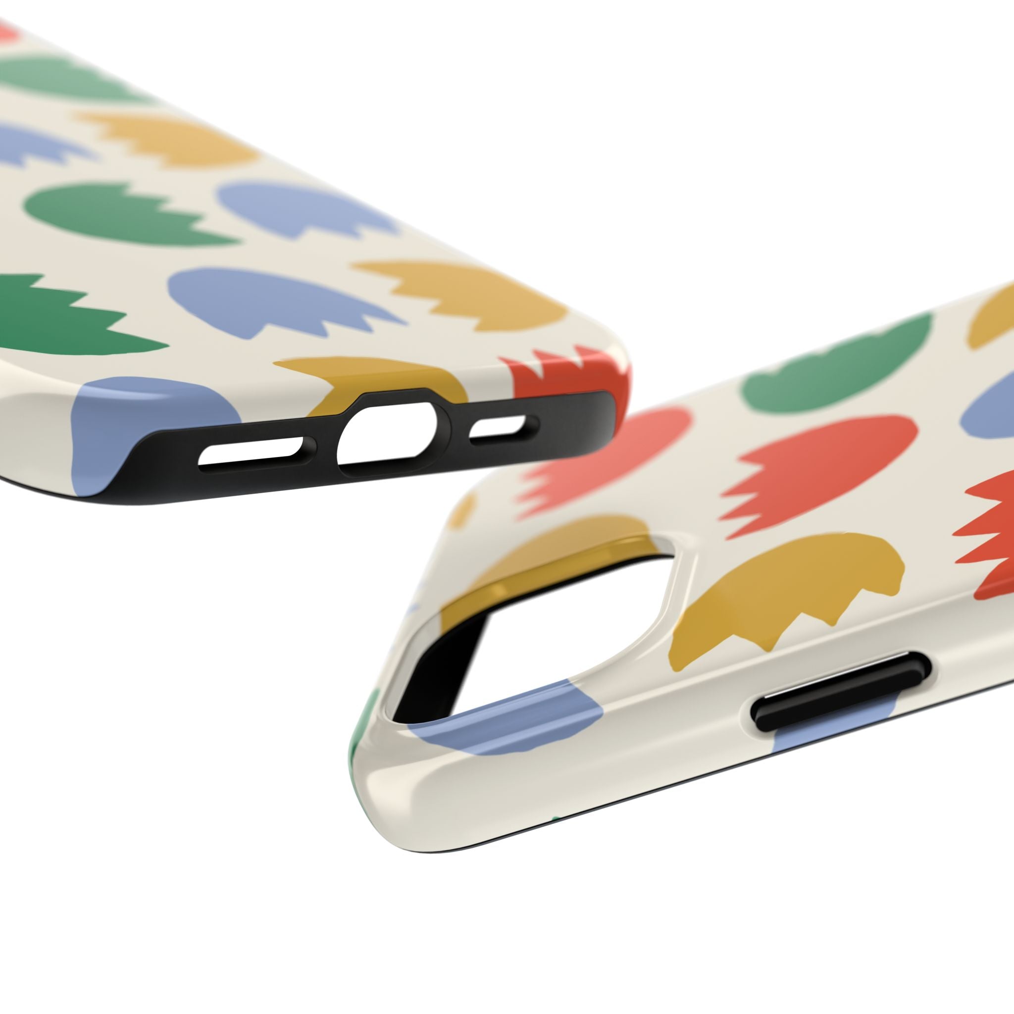 Tough Phone Case — Retro Tulip Pattern Green Floral Protective Cover