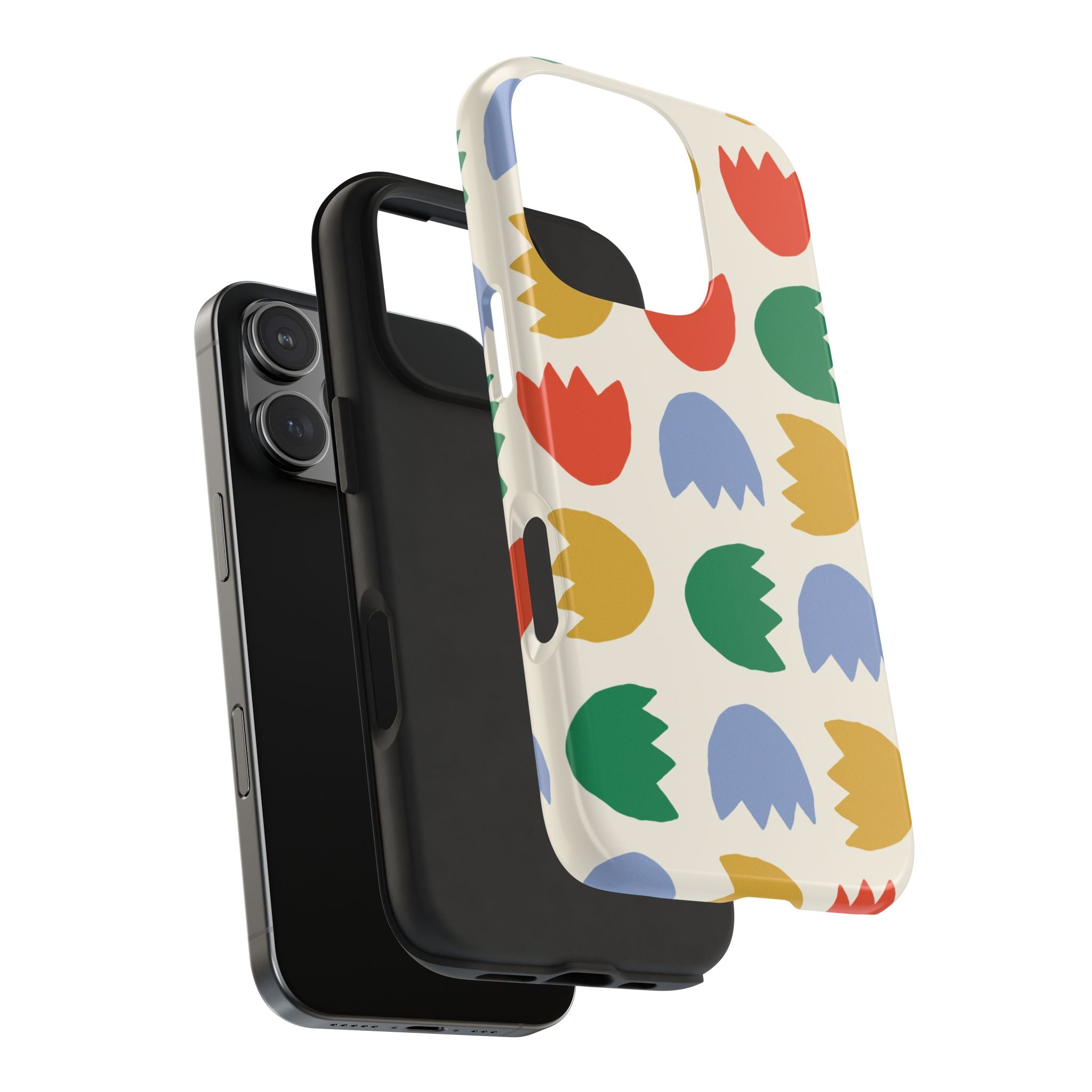 Tough Phone Case — Retro Tulip Pattern Green Floral Protective Cover
