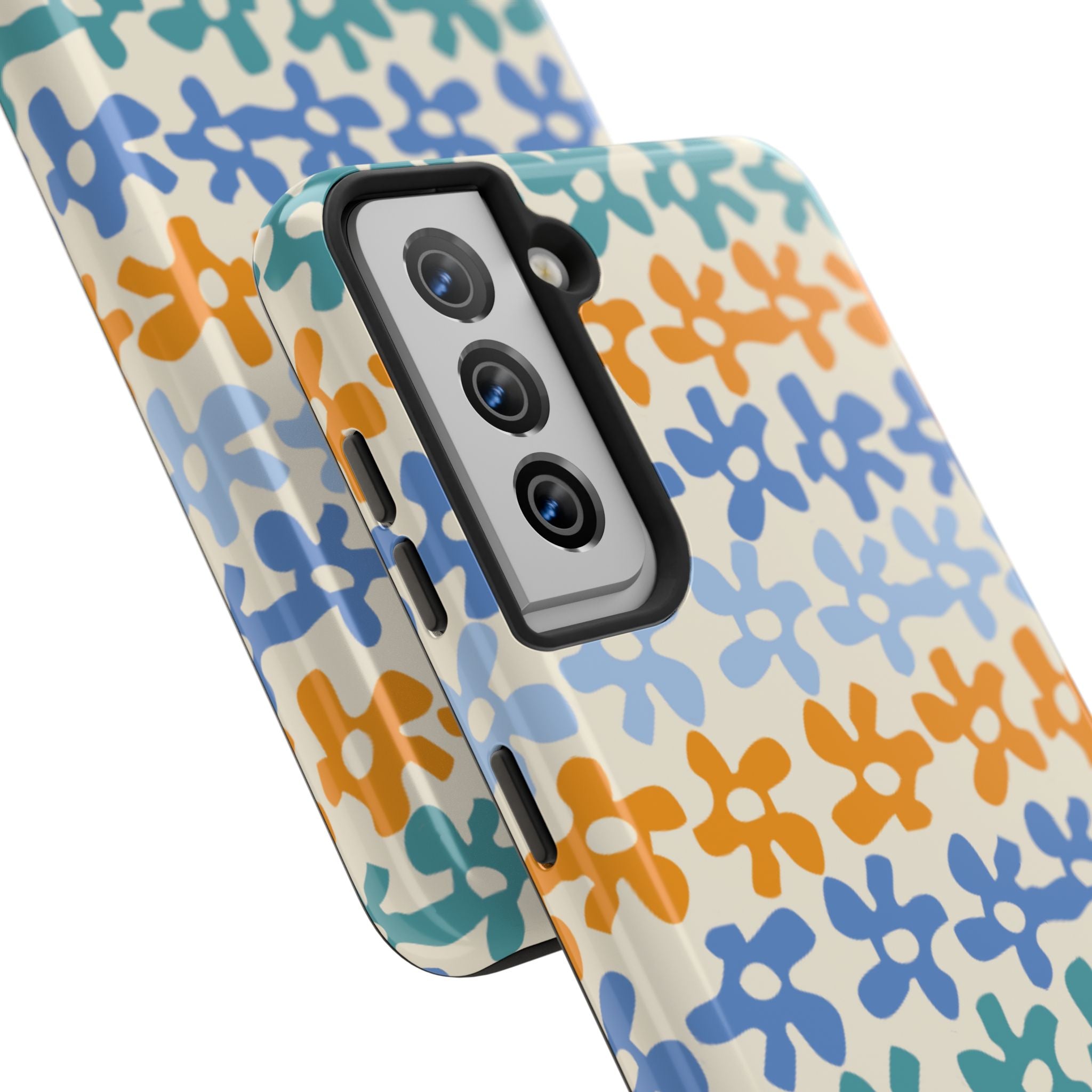 Floral Stripe Tough Phone Case — Colorful Retro Doodle Protection