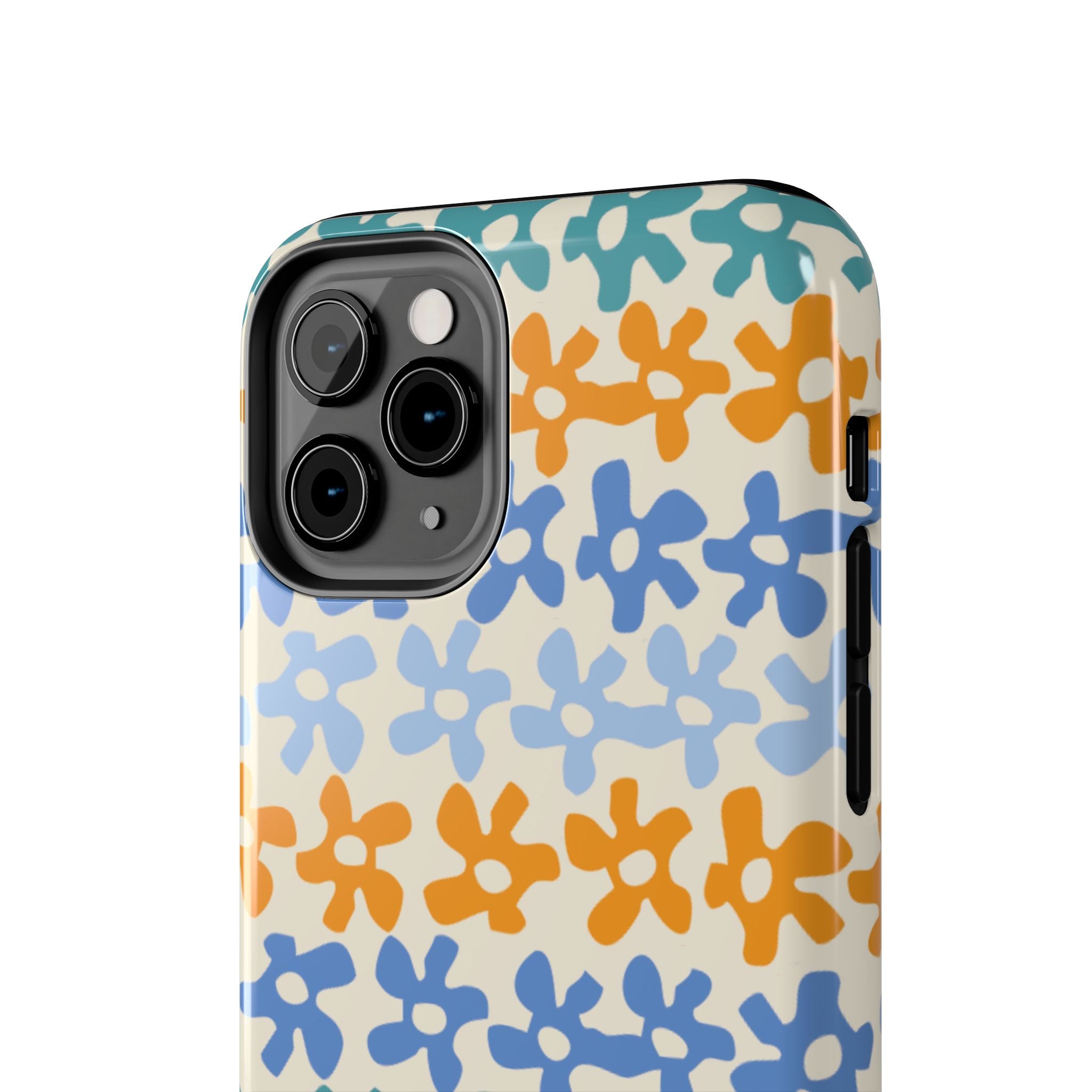 Floral Stripe Tough Phone Case — Colorful Retro Doodle Protection